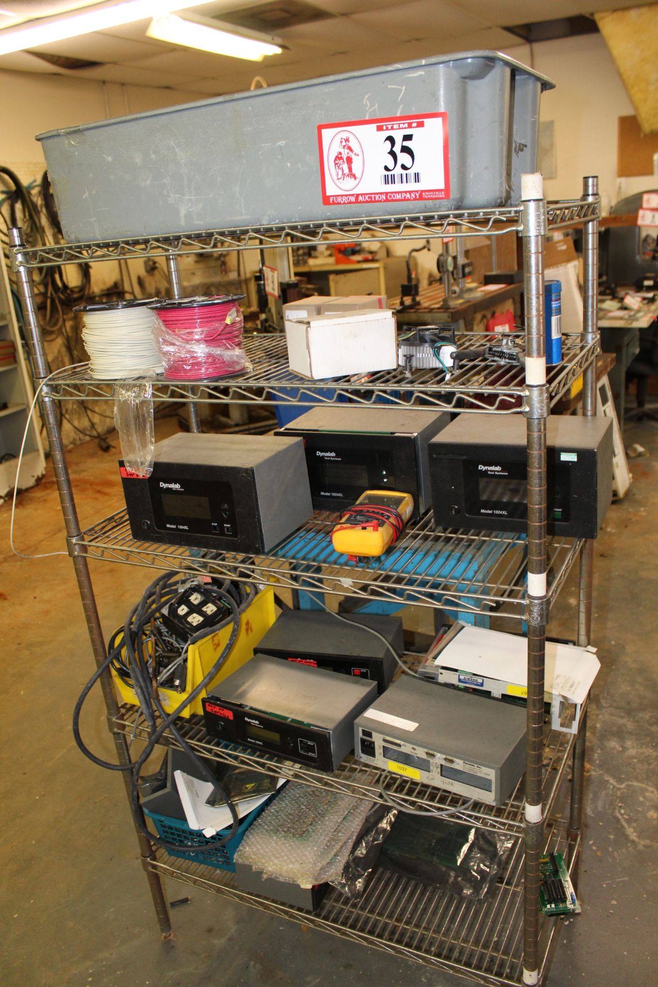 36" x 18" x 16" Adjustable Metal Rack & Contents To Include: Various Dynalab Digital Readouts,