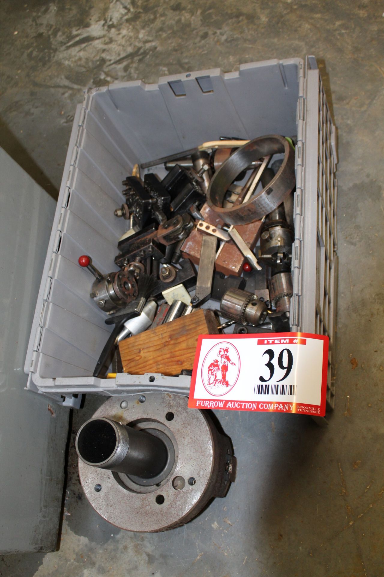 Contents of Container, Various Lathe Tool Cutters, Centers, Tool Holders, Chucks, Etc.