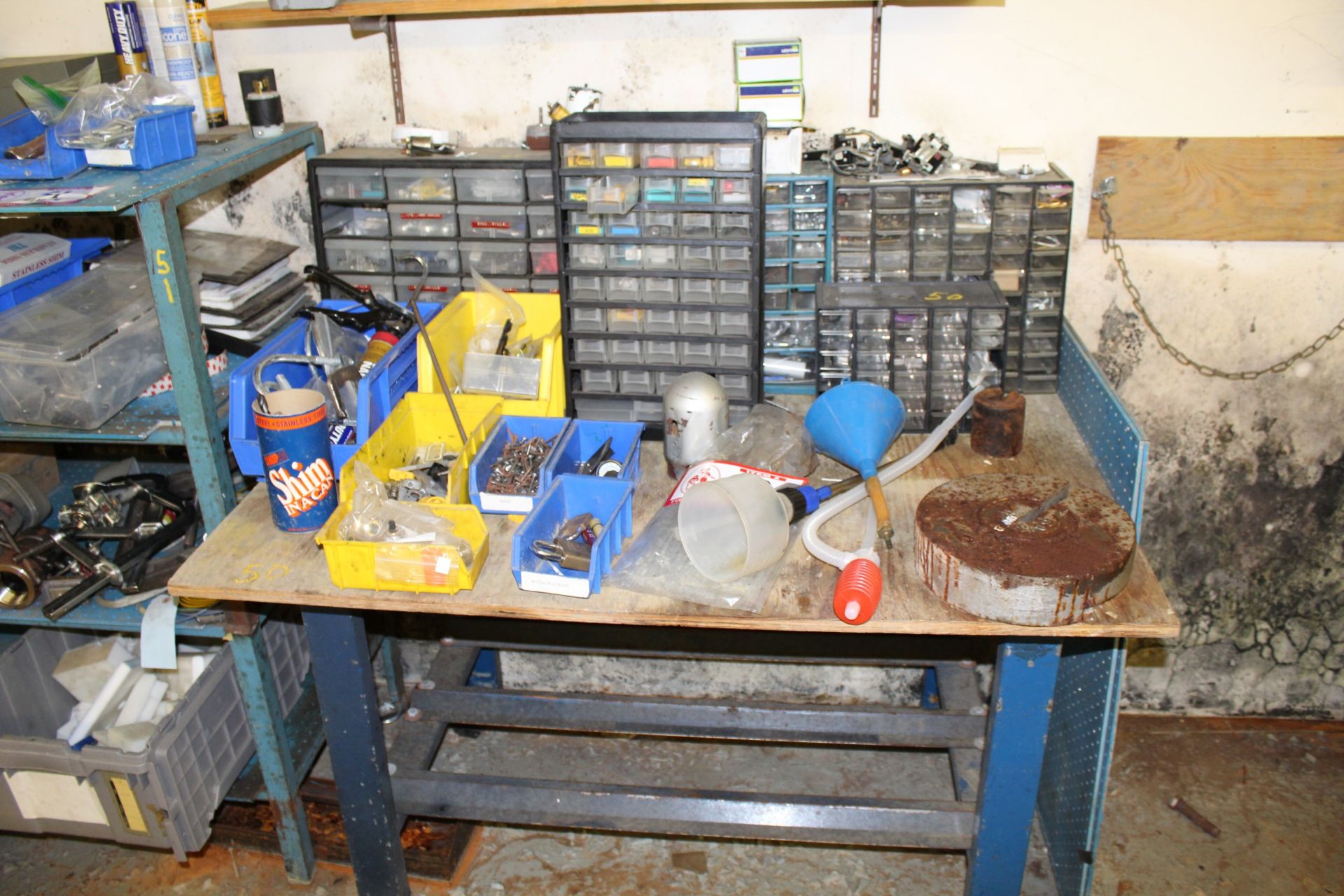 Table and Contents To Include: Carbide Inserts, Mills, Nuts, Bolts, Screws, Fasteners, Etc.