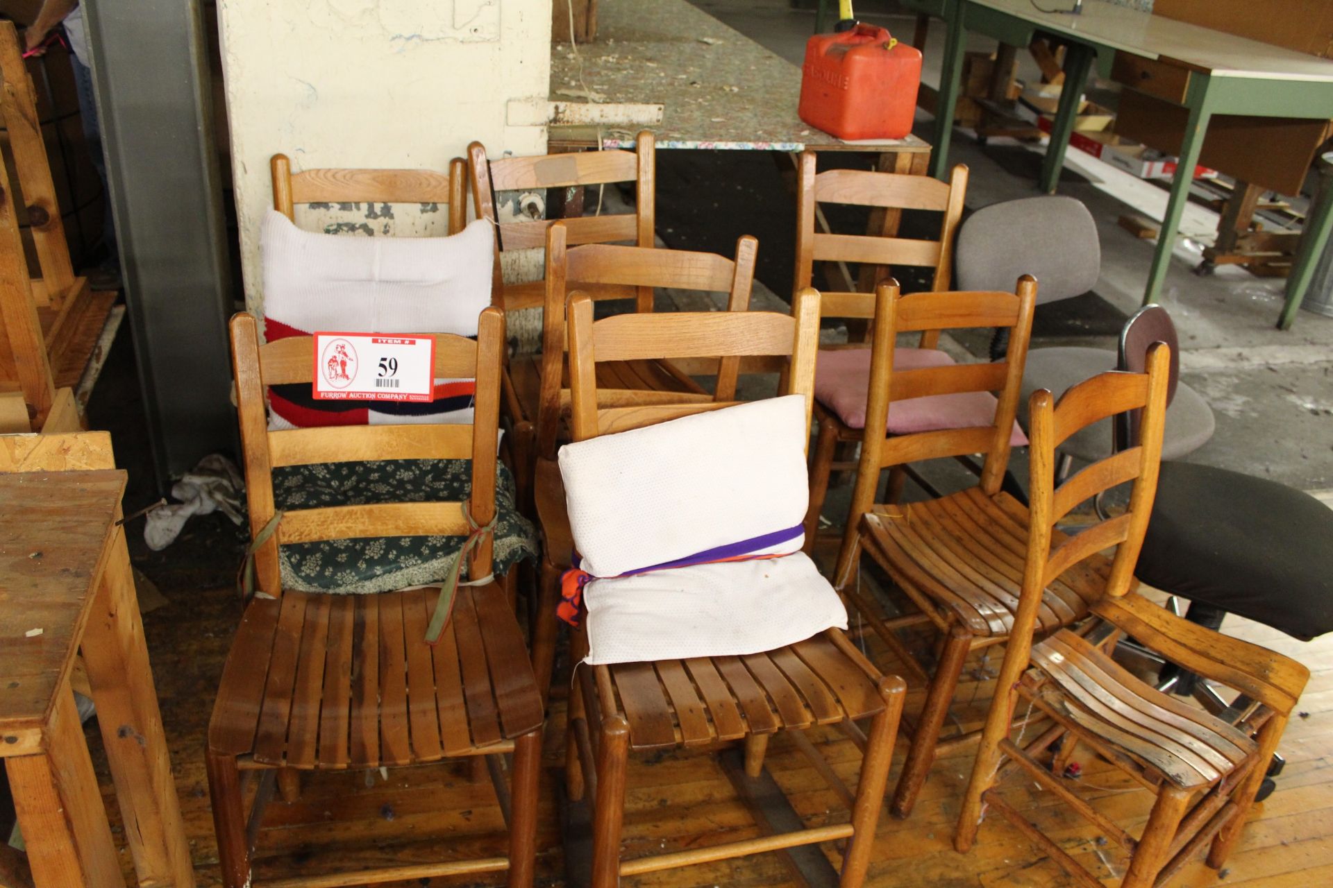 (10) Chairs, (2) On Casters, (8) Wooden Ladder Back
