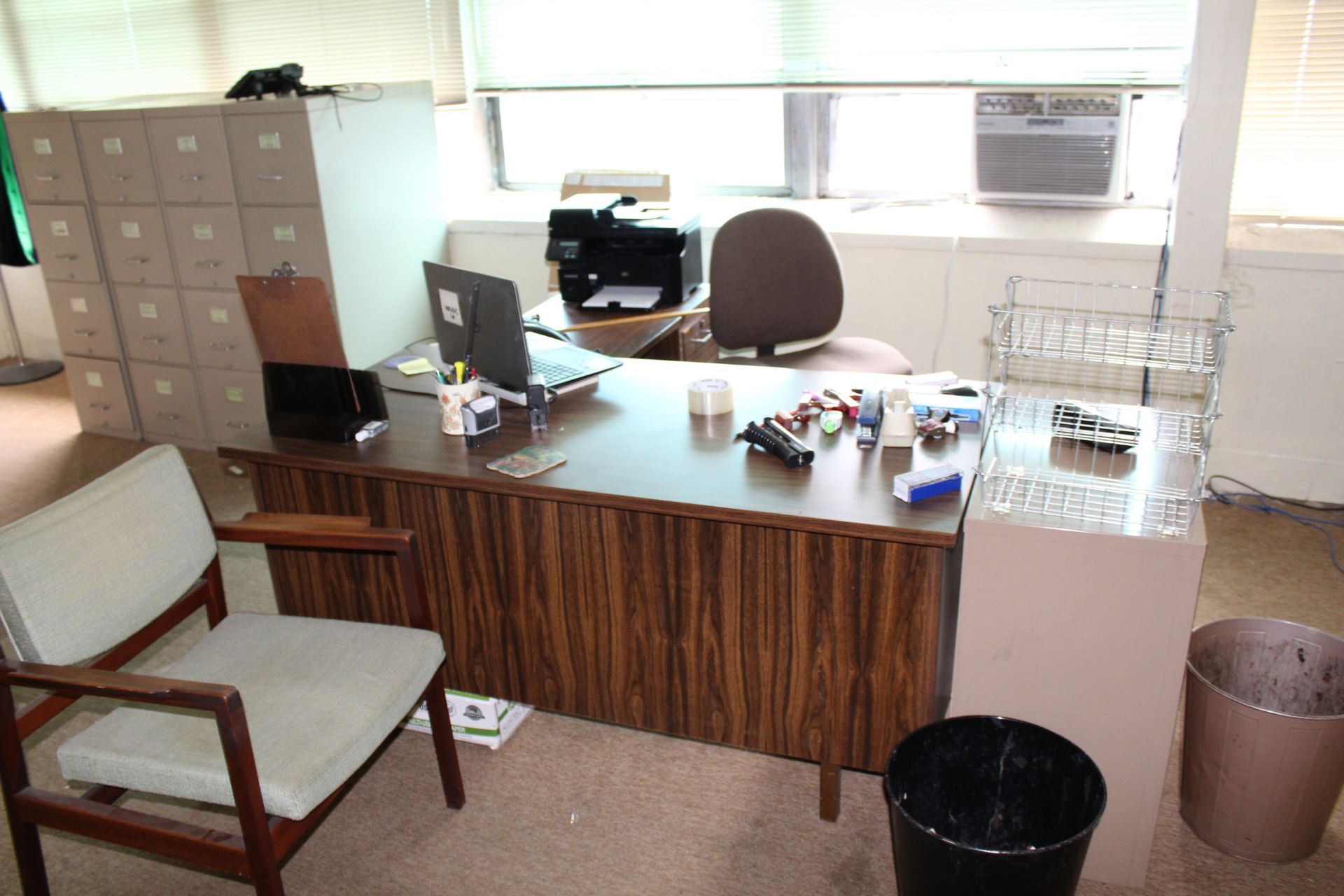 Remaining Contents of Office: (2) Metal Single Pedestal Desk, (1) w/ Left Hand Return (1) w/ Right - Image 3 of 4