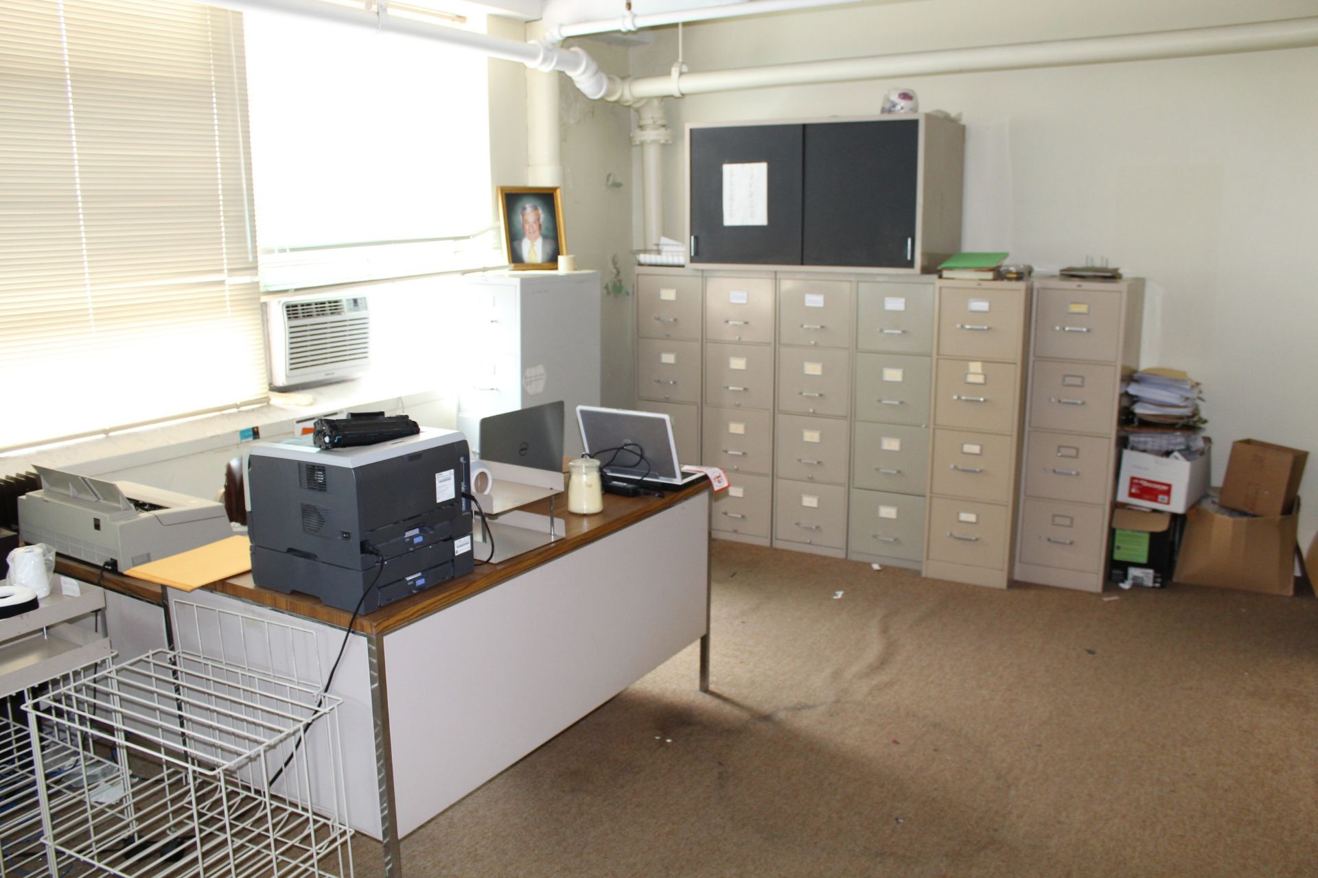 Remaining Contents of Office: (2) Metal Single Pedestal Desk, (1) w/ Left Hand Return (1) w/ Right - Image 2 of 4