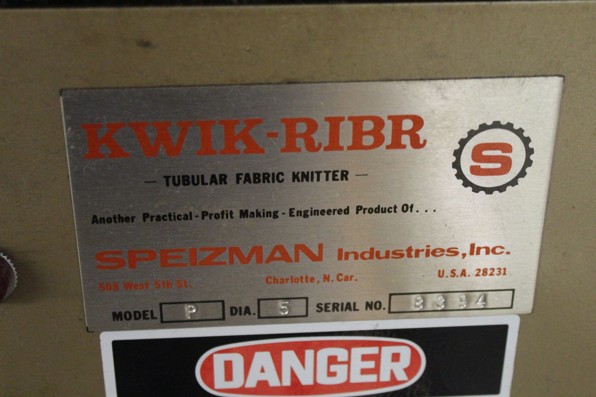 Qwik-Ribr Model P 5" Tubular Fabric Knitter, s/n 8394 - Image 2 of 2