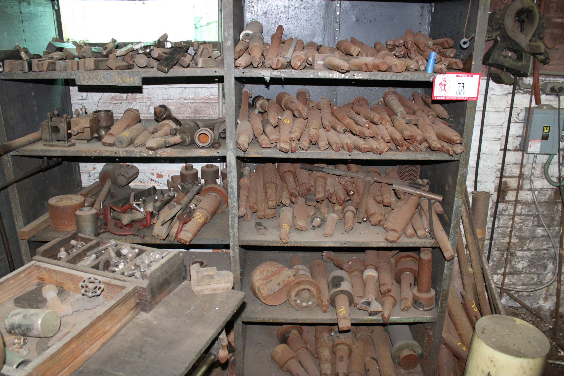 (2) Metal Shelves & Contents: Various Tapered Tool Holders w/ Mill Cutters, Live Centers, Dead