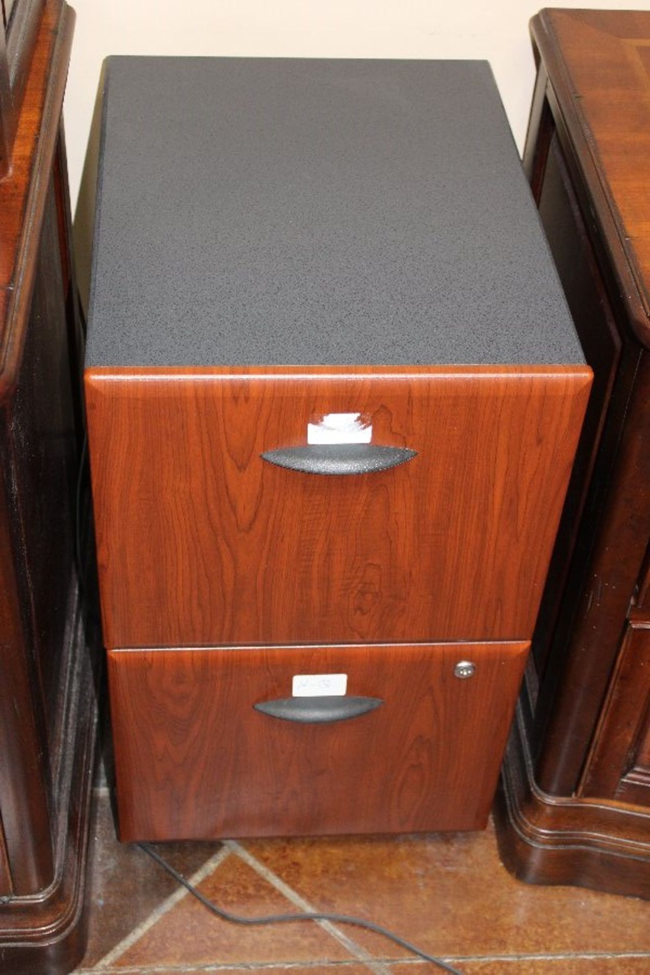 (3) Pressed Wood 2 Drawer File Cabinets w/ Pressed Wood Bookshelf & 2 Drawer Card File - Image 2 of 2