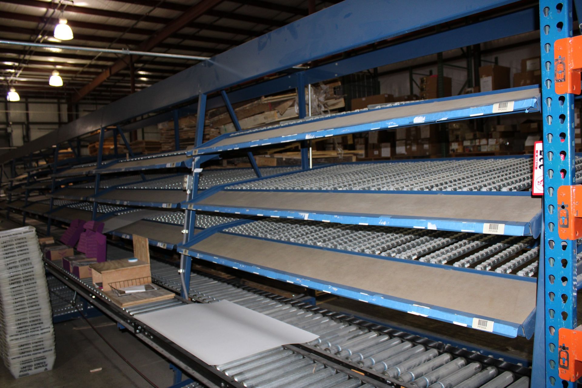 (8) Sections of A Frame Flow Racking 96" x 96" x 56" w/ Front Roller Conveyors 12" Wide