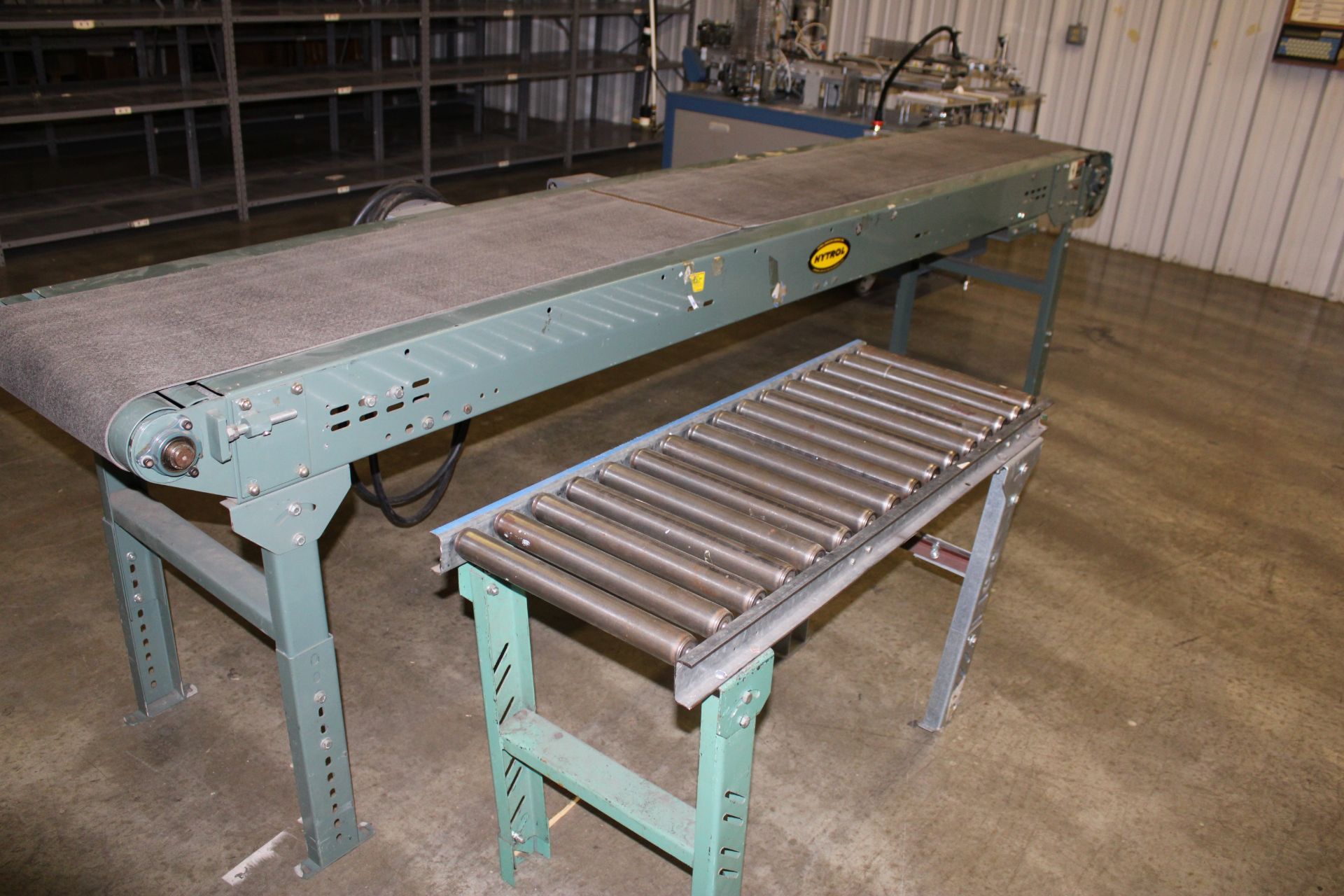 Hytrol 140" x 18" Powered Belt Conveyor and (1) Section of 48" x 16" Roller Conveyor - Image 2 of 2