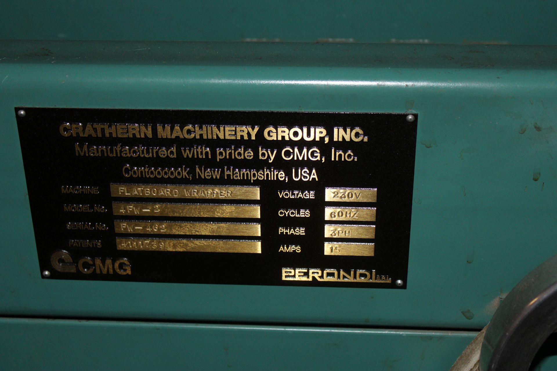 Crathern Machinery Group Flat Board Wrapper 4FW-2 w/ CMG Automatic Spotter Model FB-3A and a - Image 3 of 6