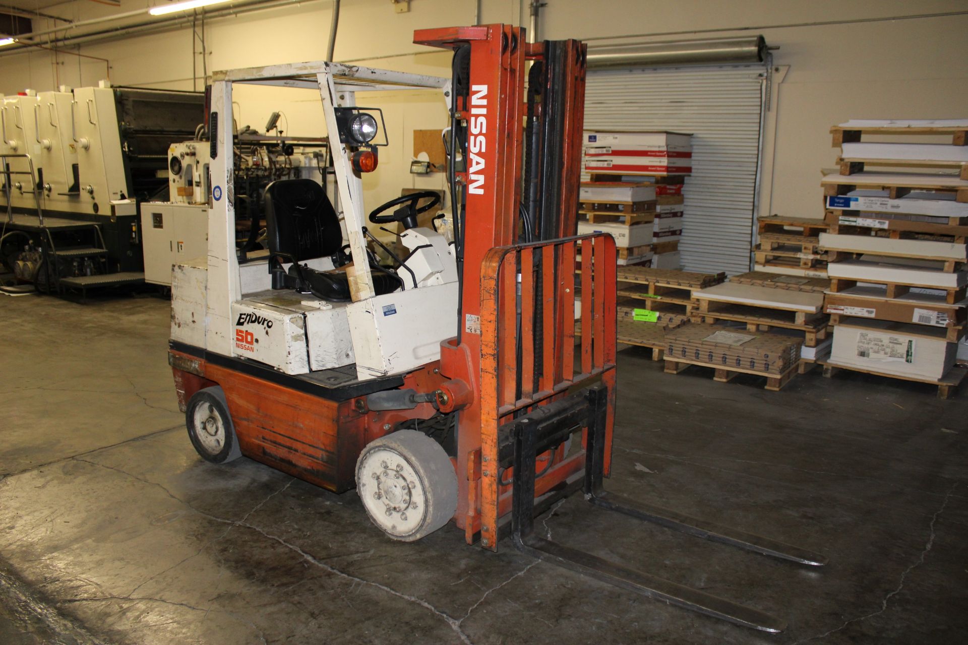 Nissan Enduro 50 Model KCPH02A25PV Forklift, 5000lb, 187" Lift, Solid Tired, LP Gas, 9886 Hrs. s/n - Image 2 of 2