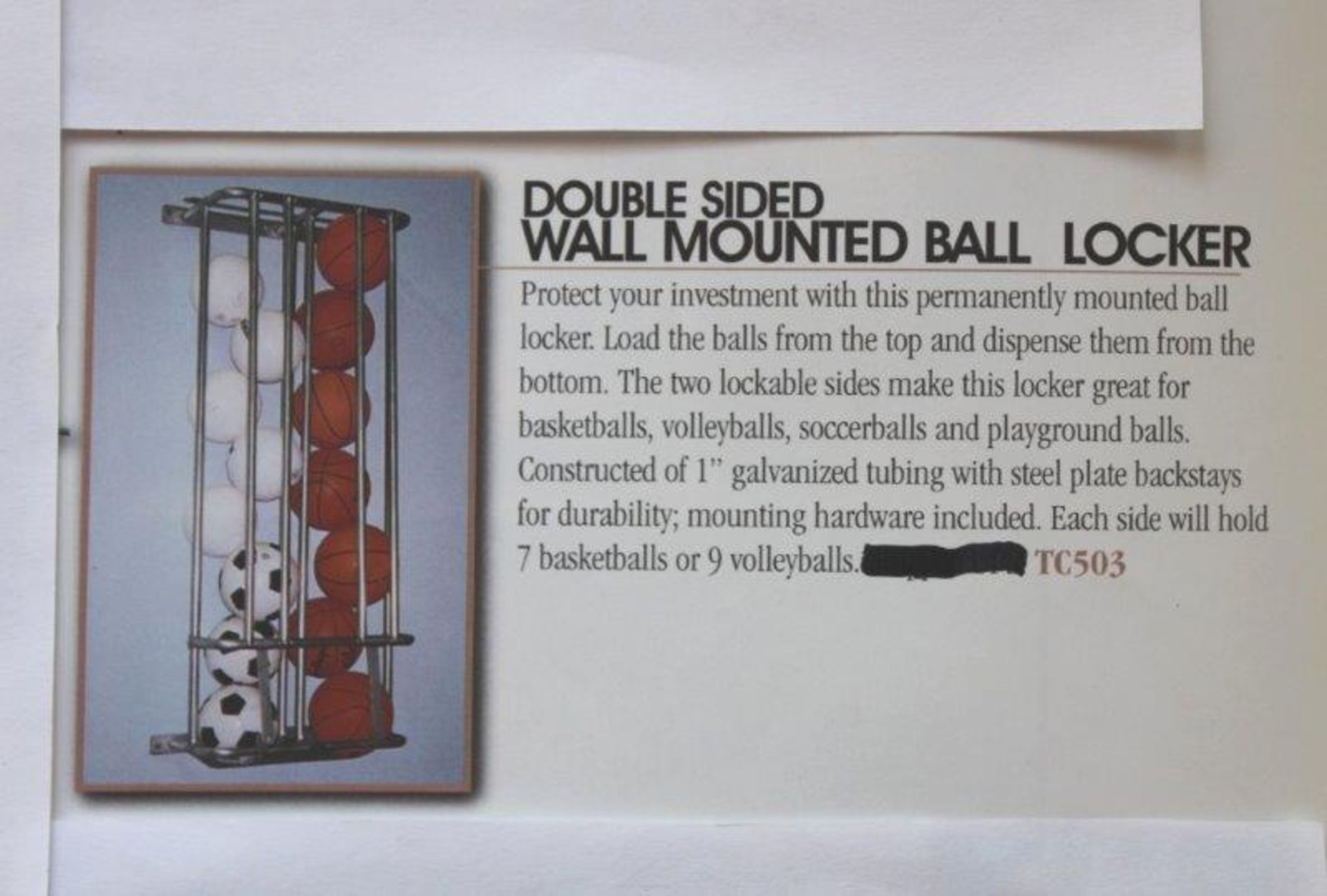 1) MTC 503 Double Sided Wall Mount Ball Locker - Bild 2 aus 2