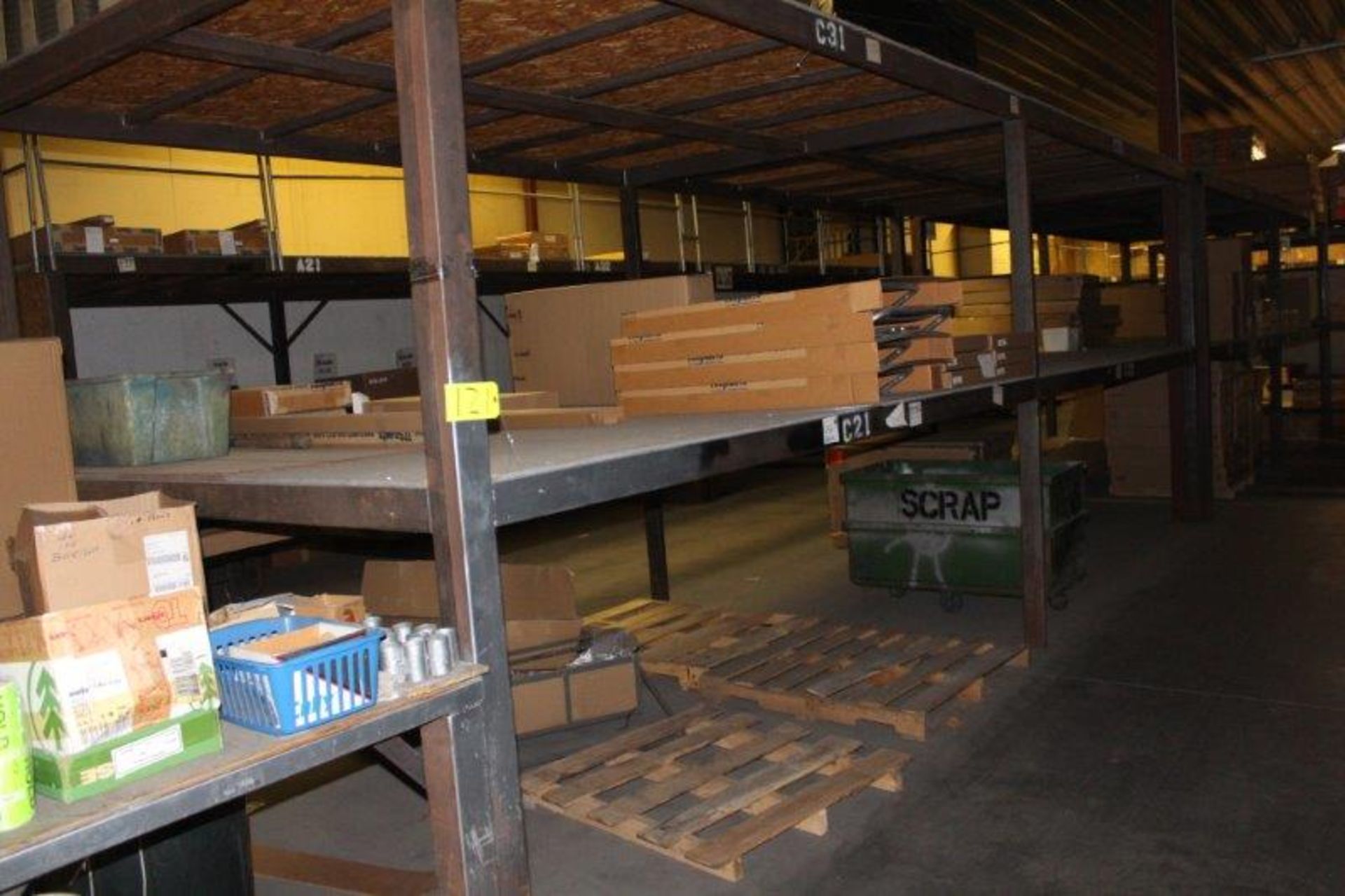 Lot of 2) Sections Fabricated Steel Racking, (Inventory Not Included)