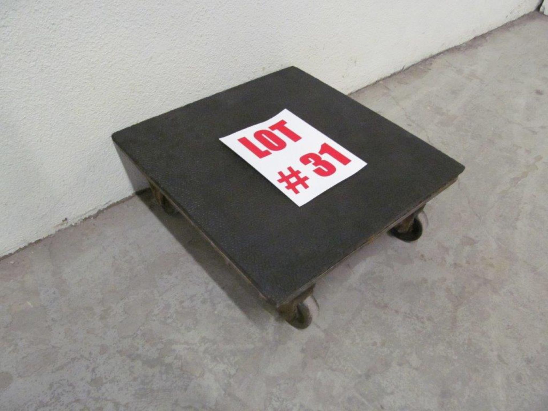 HEAVY DUTY STEEL CART/DOLLEY FOR MACHINE MOVING, 24'' X 24'' X 9 HIGH, 1/2'' THICK, C/W RUBBER MAT