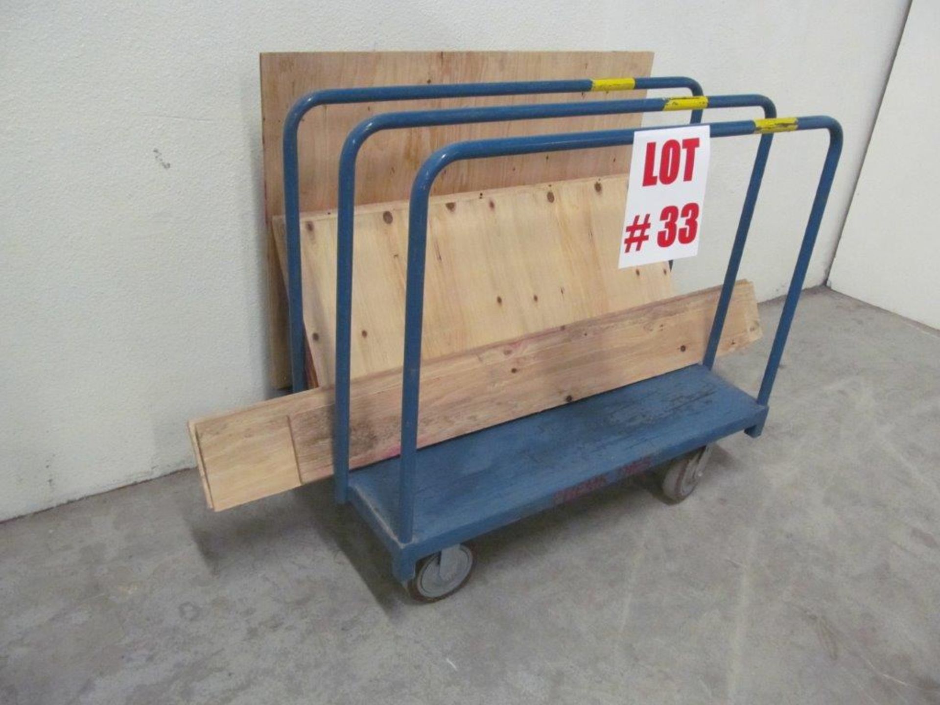 STEEL ROLL AROUND CART, 4 FT LONG X 30'' WIDE X 44'' HIGH, C/W PLYWOOD