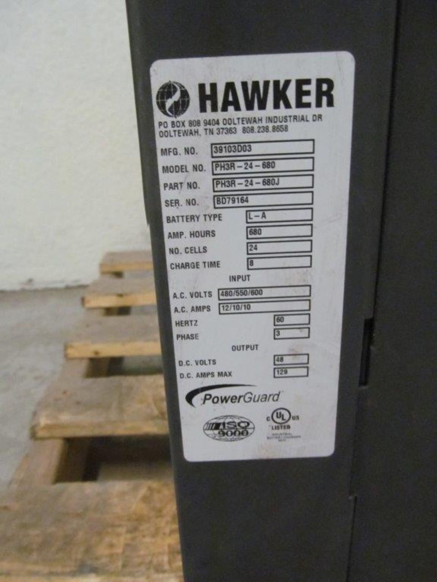 HAWKER POWER GUARD 48 VOLT BATTERY CHARGER, MODEL PH3I-24-680 - Image 3 of 3