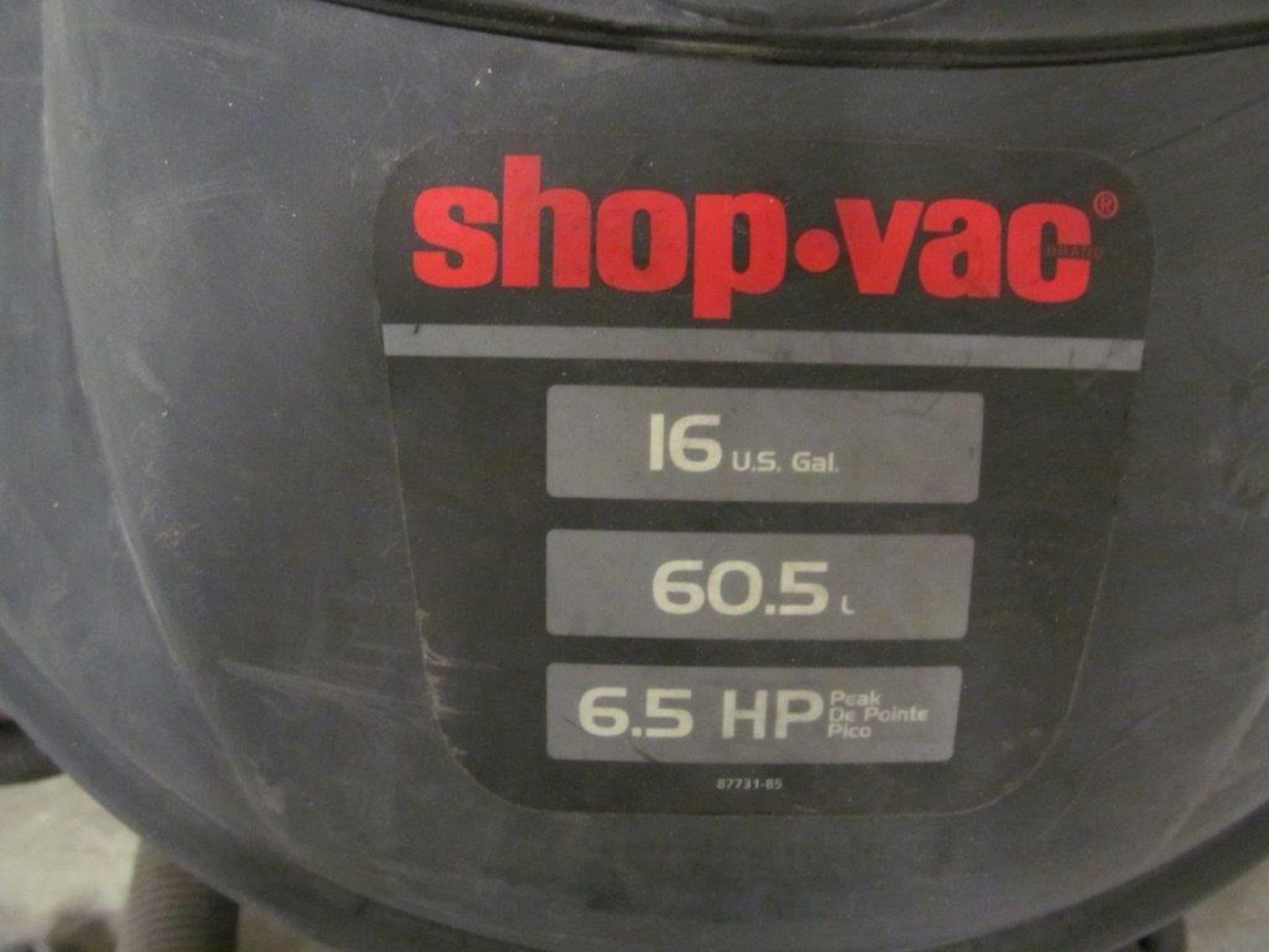 (1) LOT WAREHOUSE SHOP-VAC, (1) 2.0 HP, (1) 6.5 HP, 115V/1PH/60C - Image 3 of 3