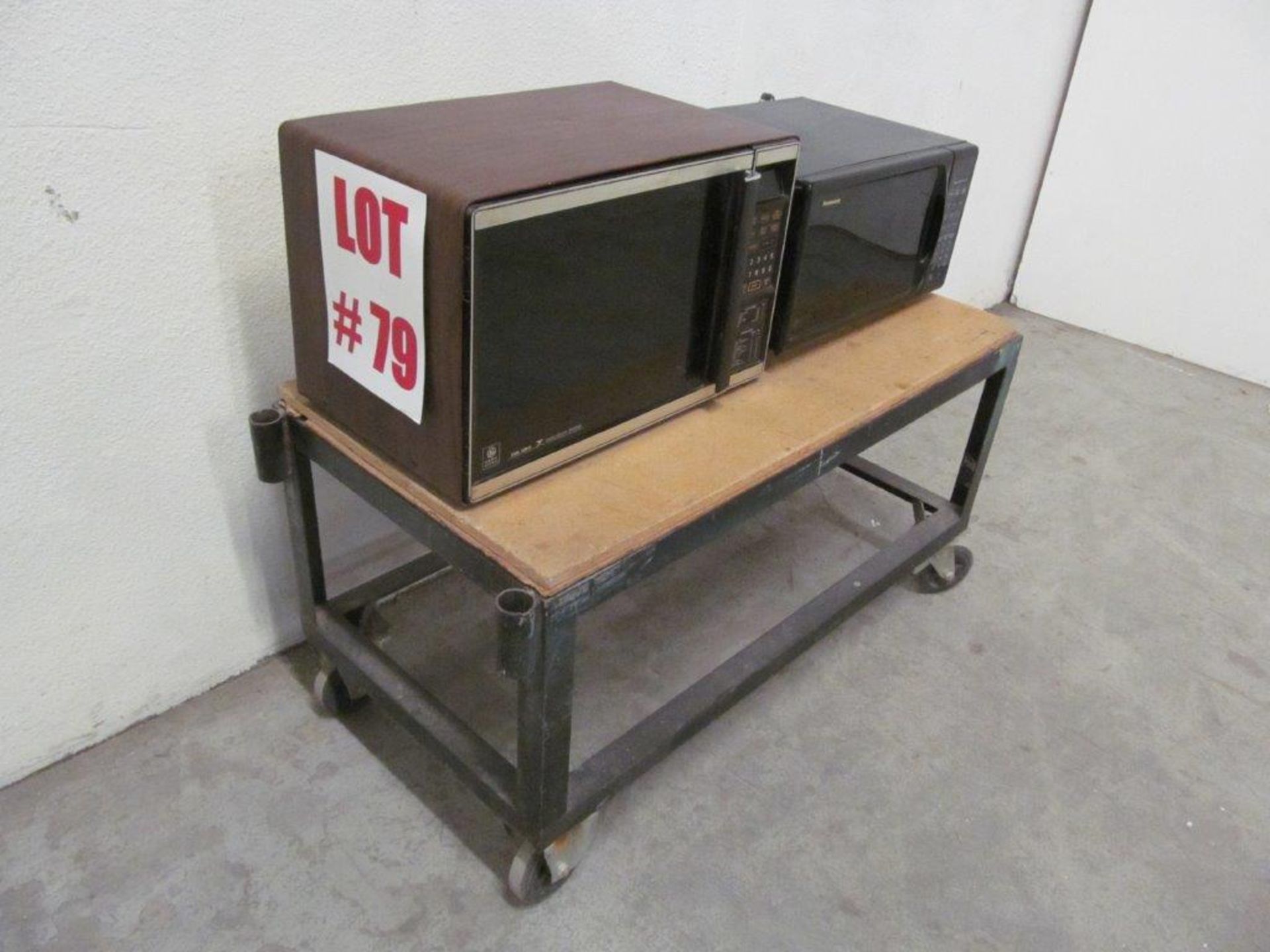 (1) LOT MICROWAVES (2), (DOLLY NOT INCLUDED)