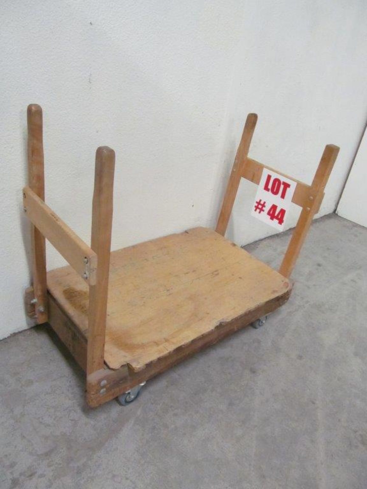 WOODEN ROLL AROUND CART ON CASTERS, 42'' LONG X 28'' WIDE X 12'' HIGH