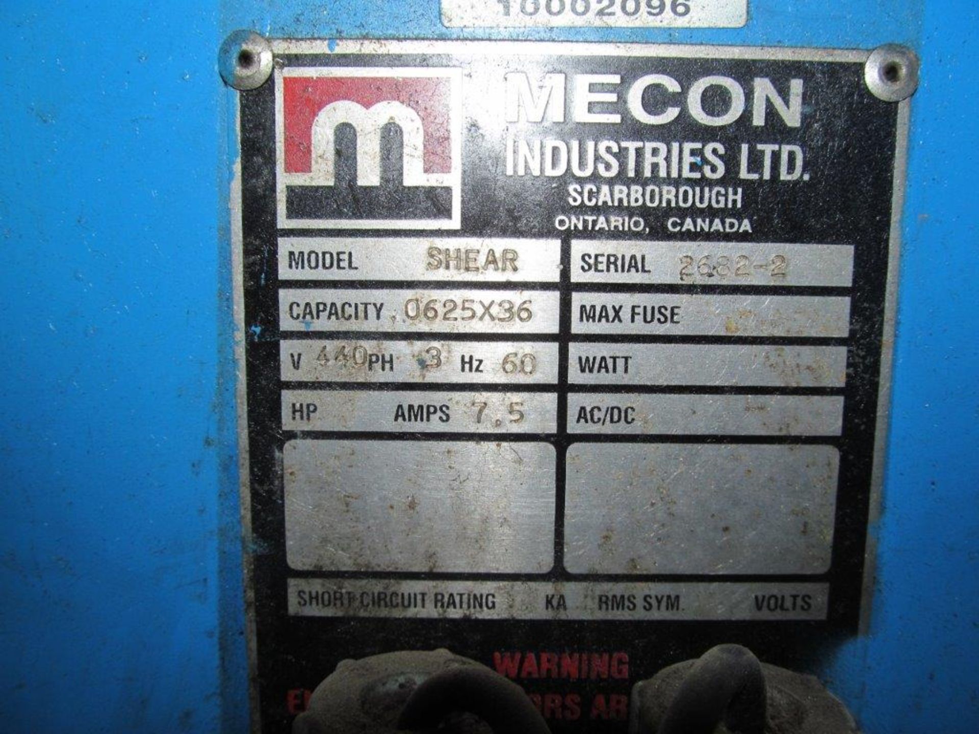 MECON STRAIGHTENER, CAPACITY 0625 X 36, ELECTRICS 440V/3PH/60C - Image 3 of 3