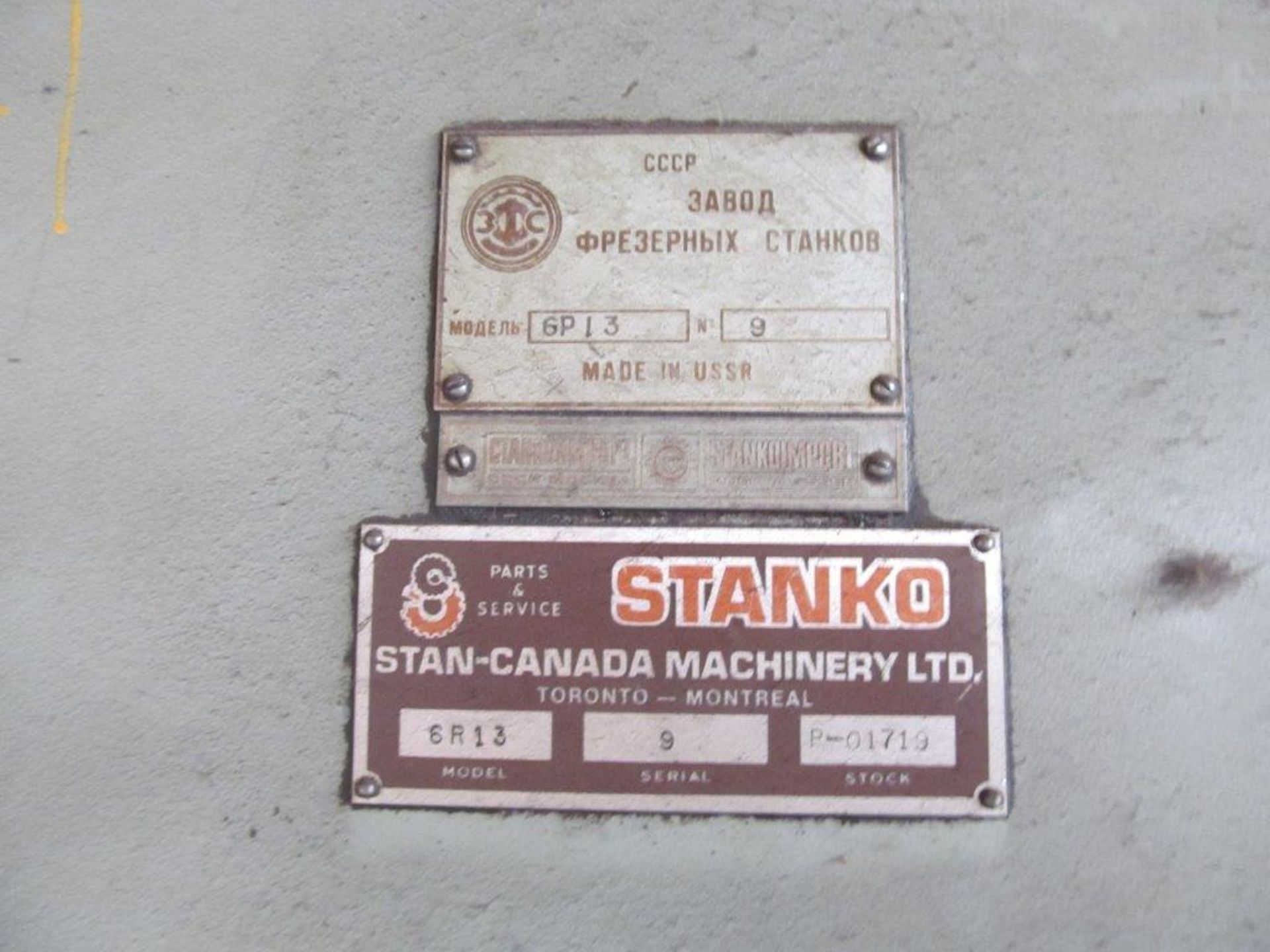 STANKO VERTICAL MILL MODEL 6R13, 16” x 67” T-SLOT TABLE, 1600 RPM, SN 9 - Image 4 of 4