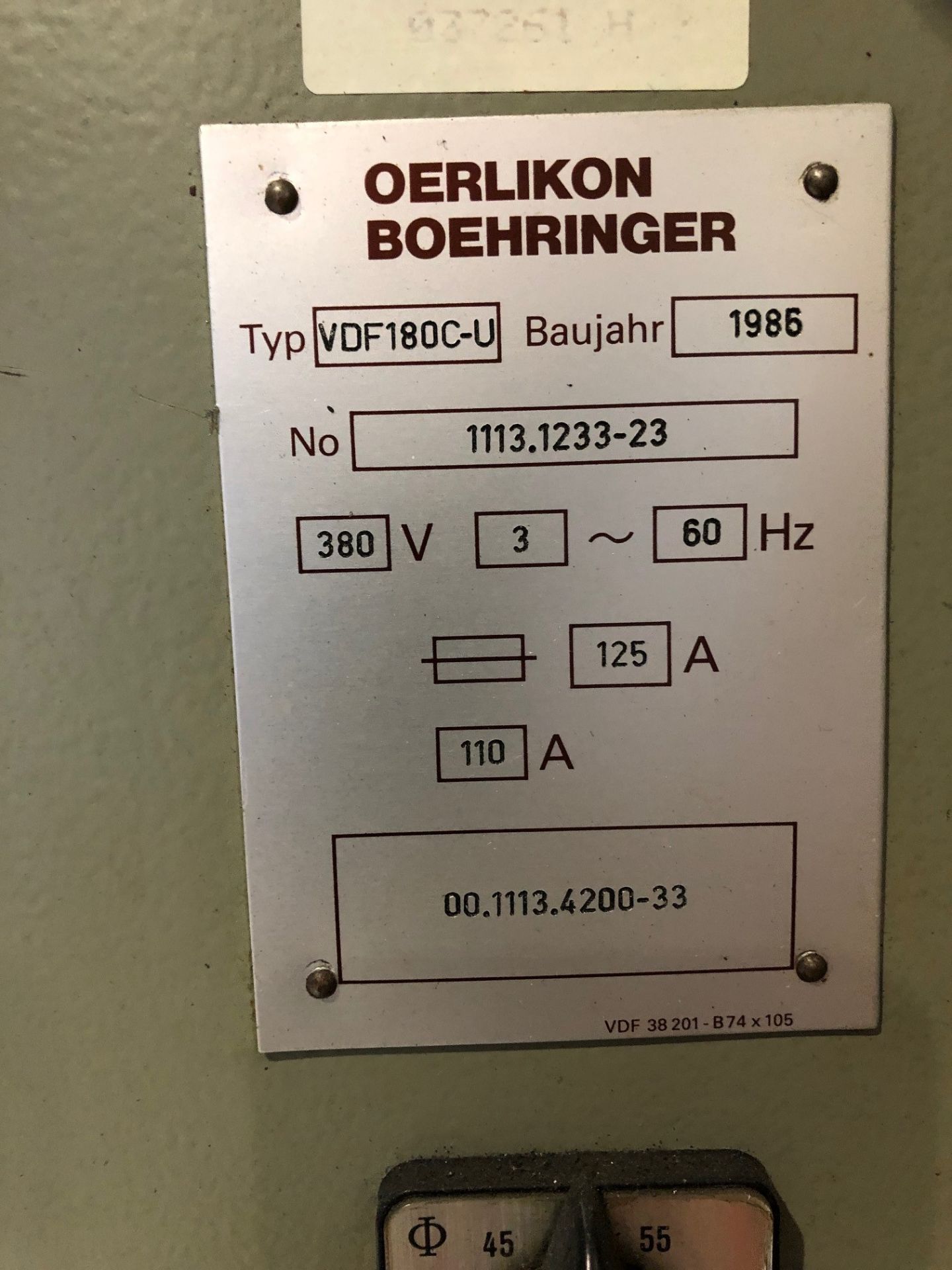 VDF BOEHRINGER CNC LATHE, MODEL VDF180C, S/N 1112.1233-23 - Image 5 of 9