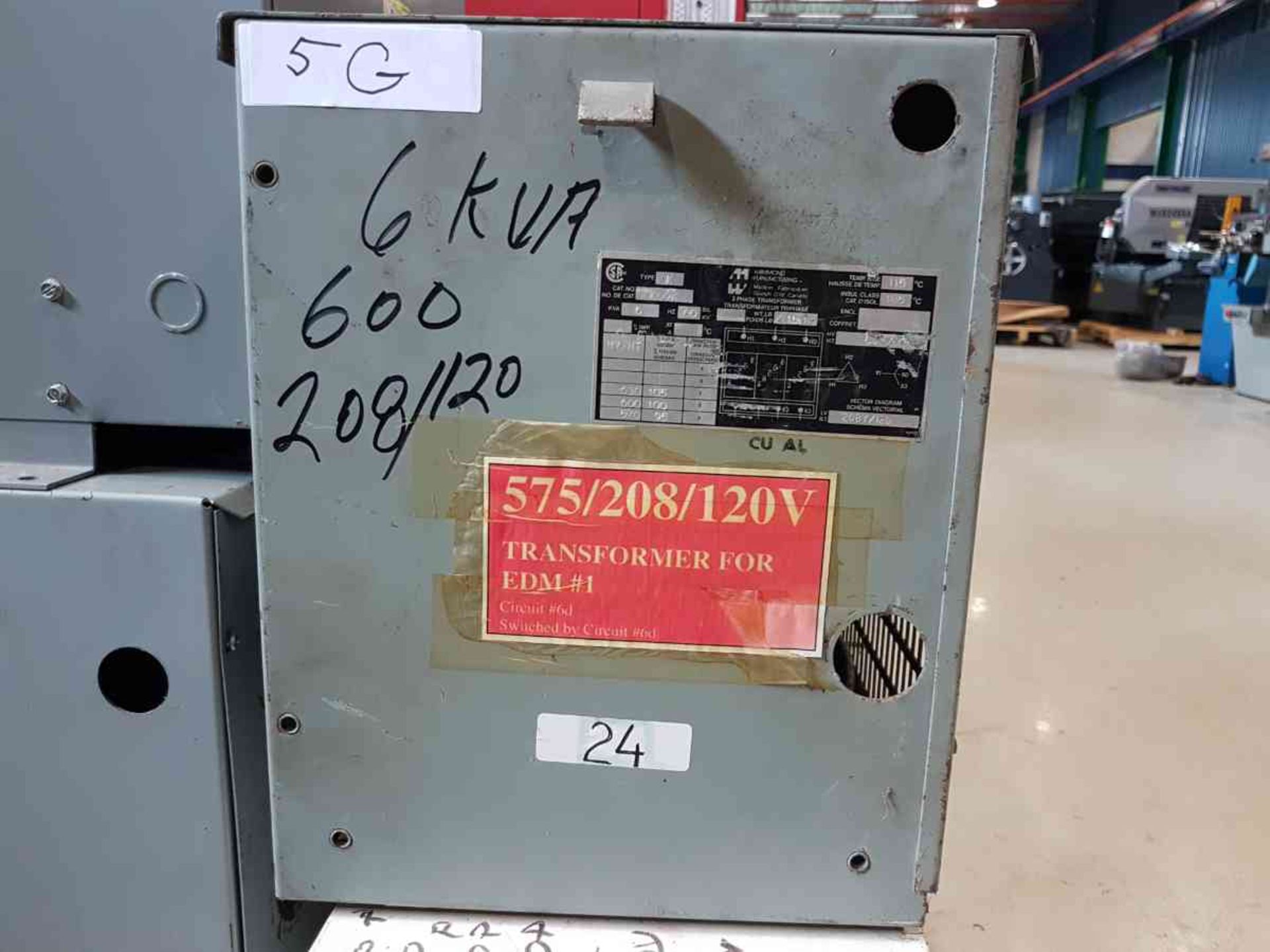 HAMMOND TRANSFORMER, 6KV, 630V/105V, 600/100V, 570/95V - Image 3 of 3