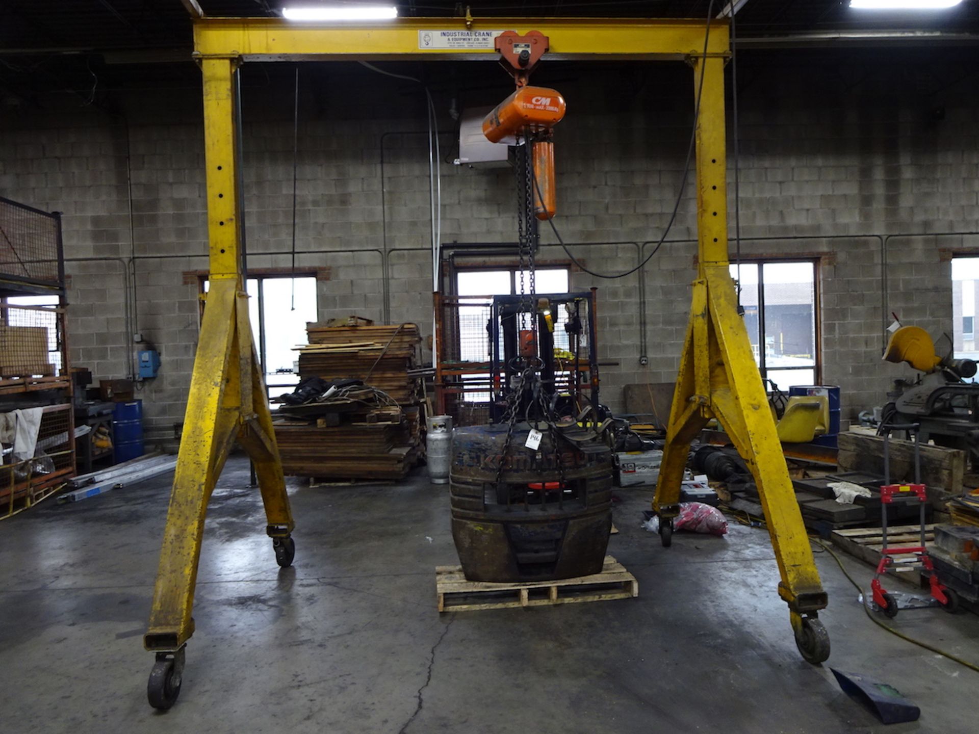 Industrial Crane 2 Ton Portable Adjustable Gantry, with CM Lodestar 2 Ton Electric Hoist, Approx.