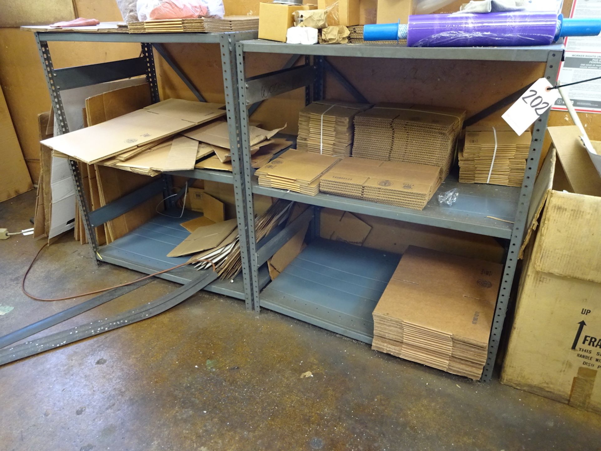 LOT: (2) Steel Shelves, with Boxes & Skid Wrapping