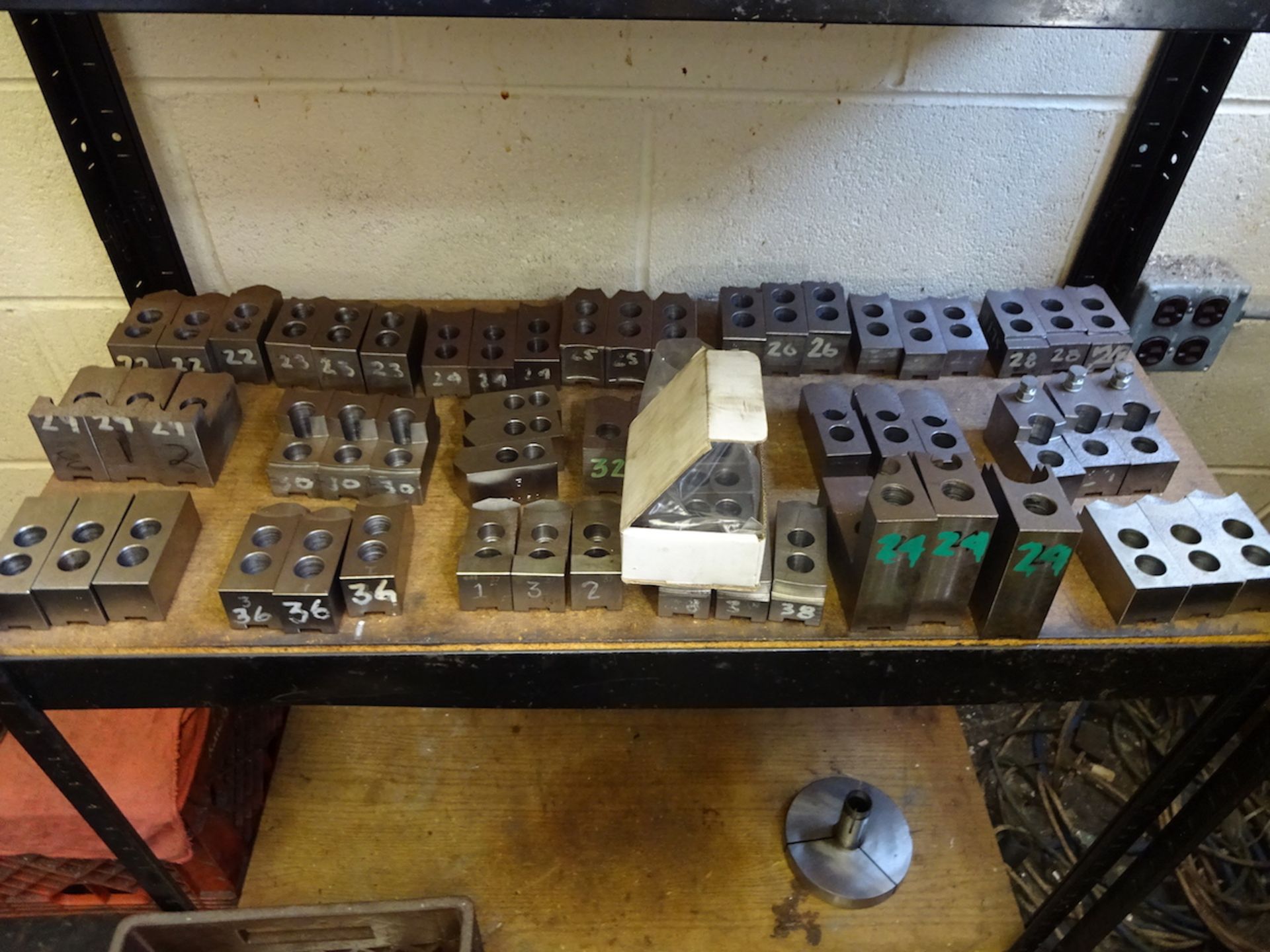 LOT: Assorted Soft Jaws on (2) Sections Steel Shelving - Image 4 of 5