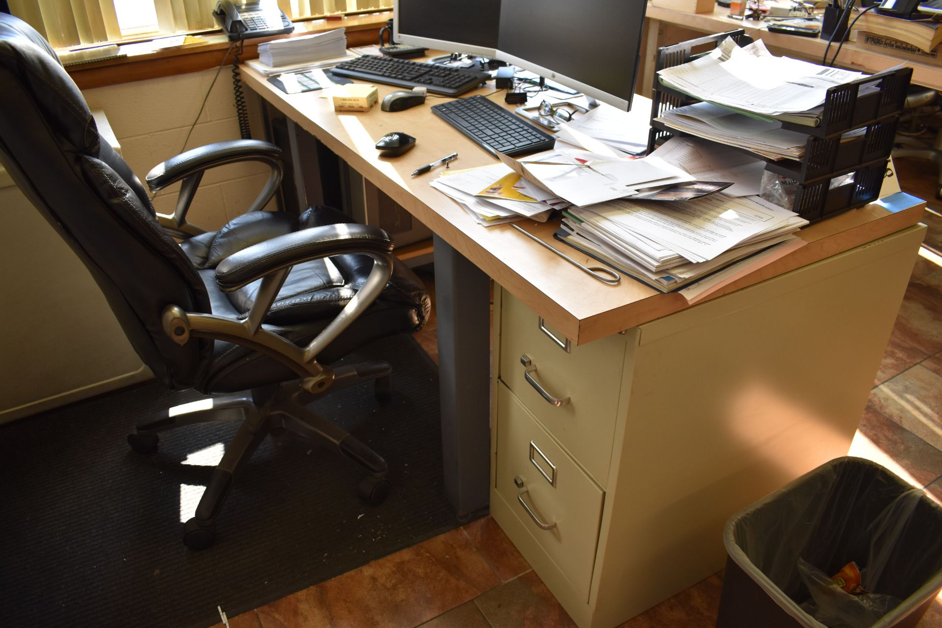 LOT: 38 in. x 68 in. Laminate Top Table, Office Chair