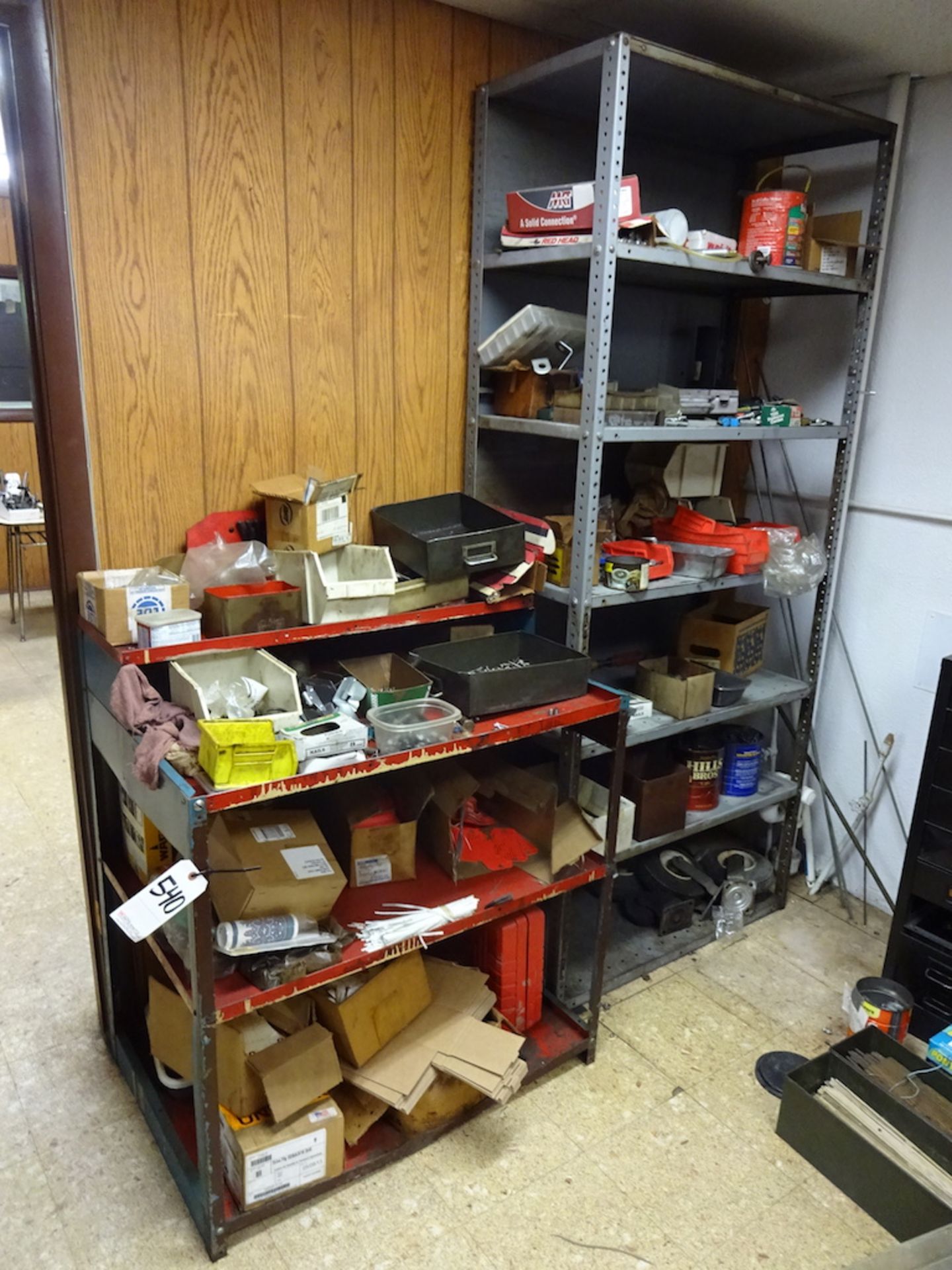 LOT: Steel Shop Table (no contents) & (1) Section Steel Shelving (no contents)