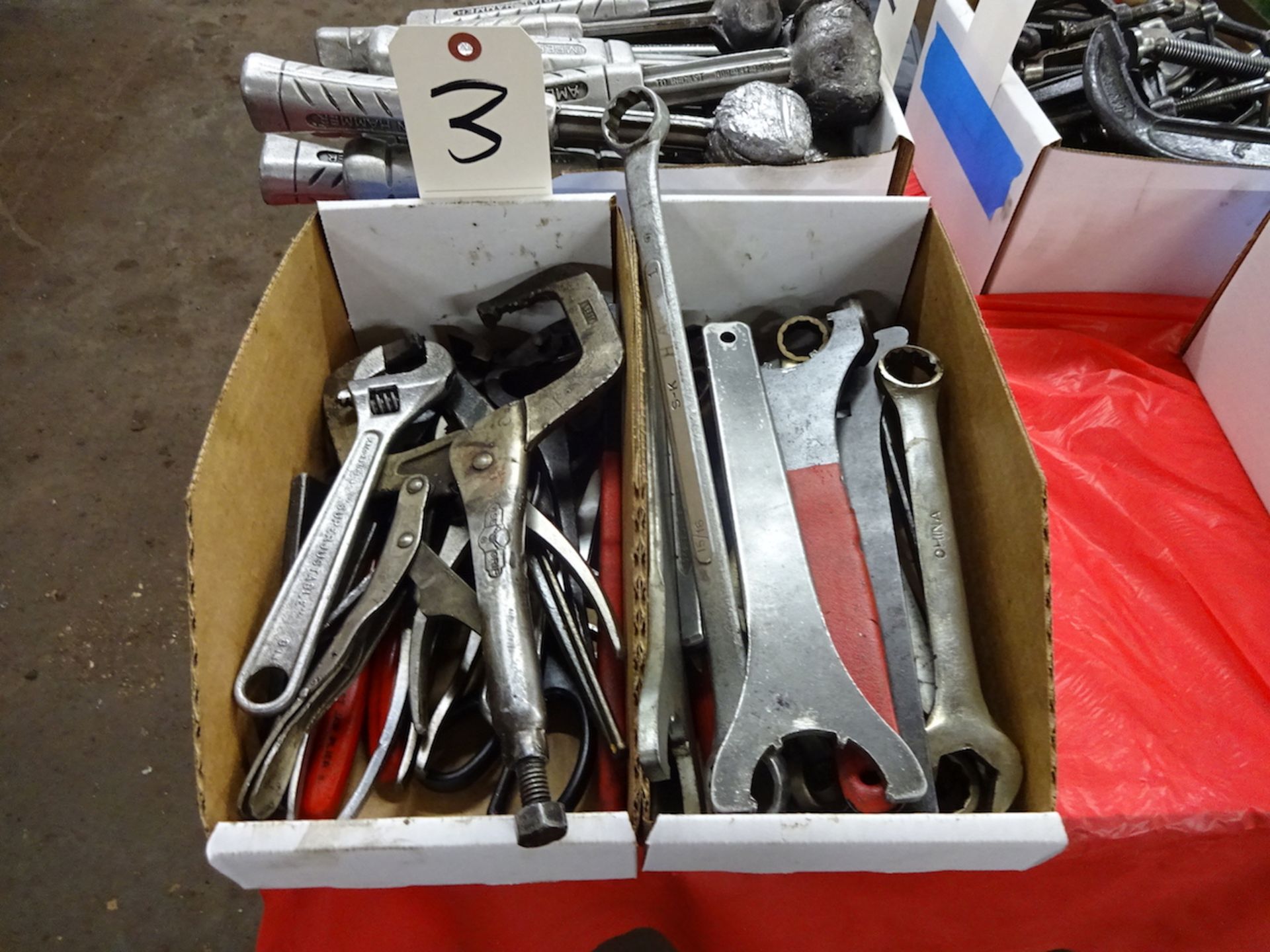 LOT: Assorted Wrenches, Clamps, etc.