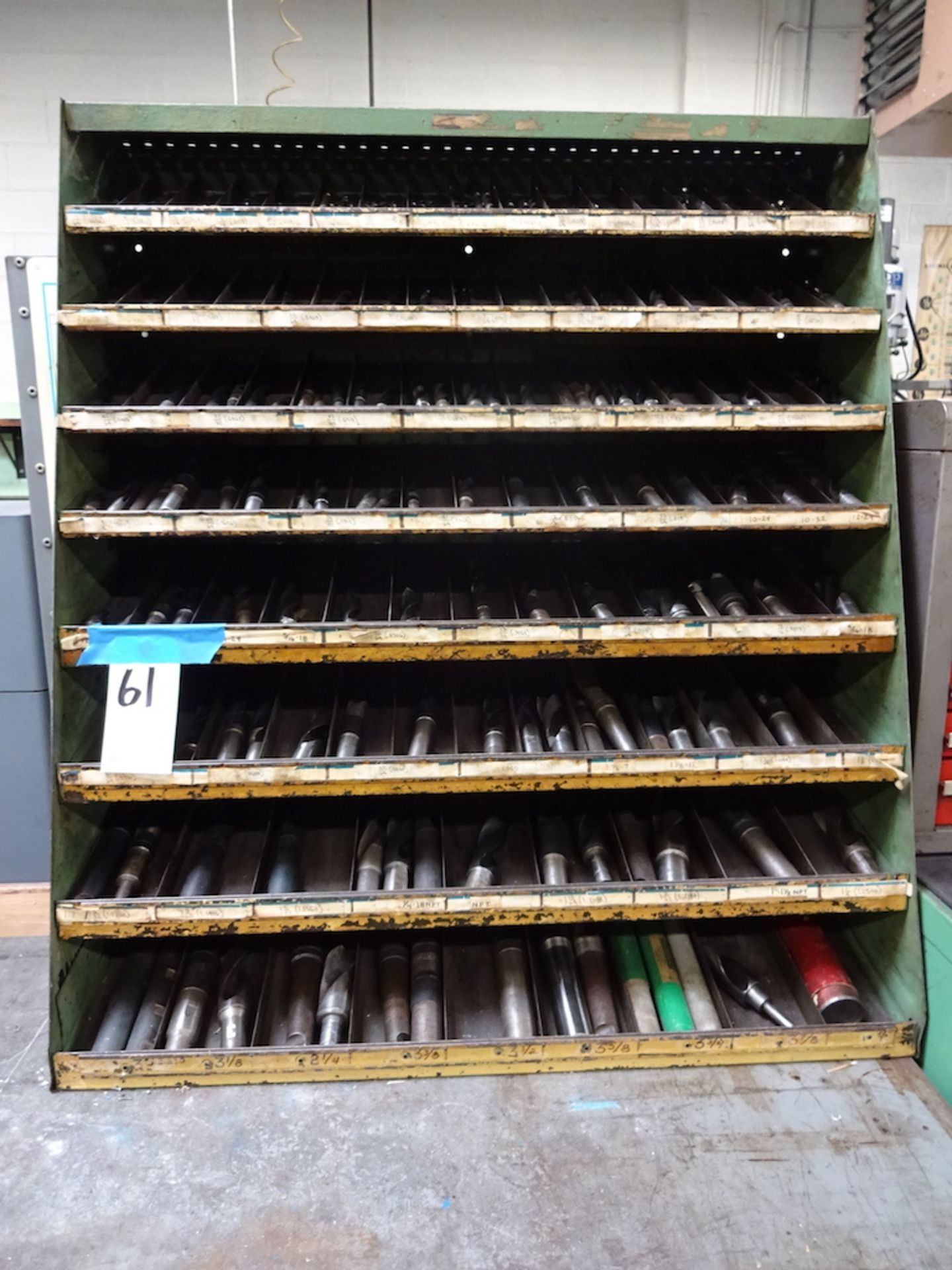 DRILL RACK WITH ASSORTED DRILLS