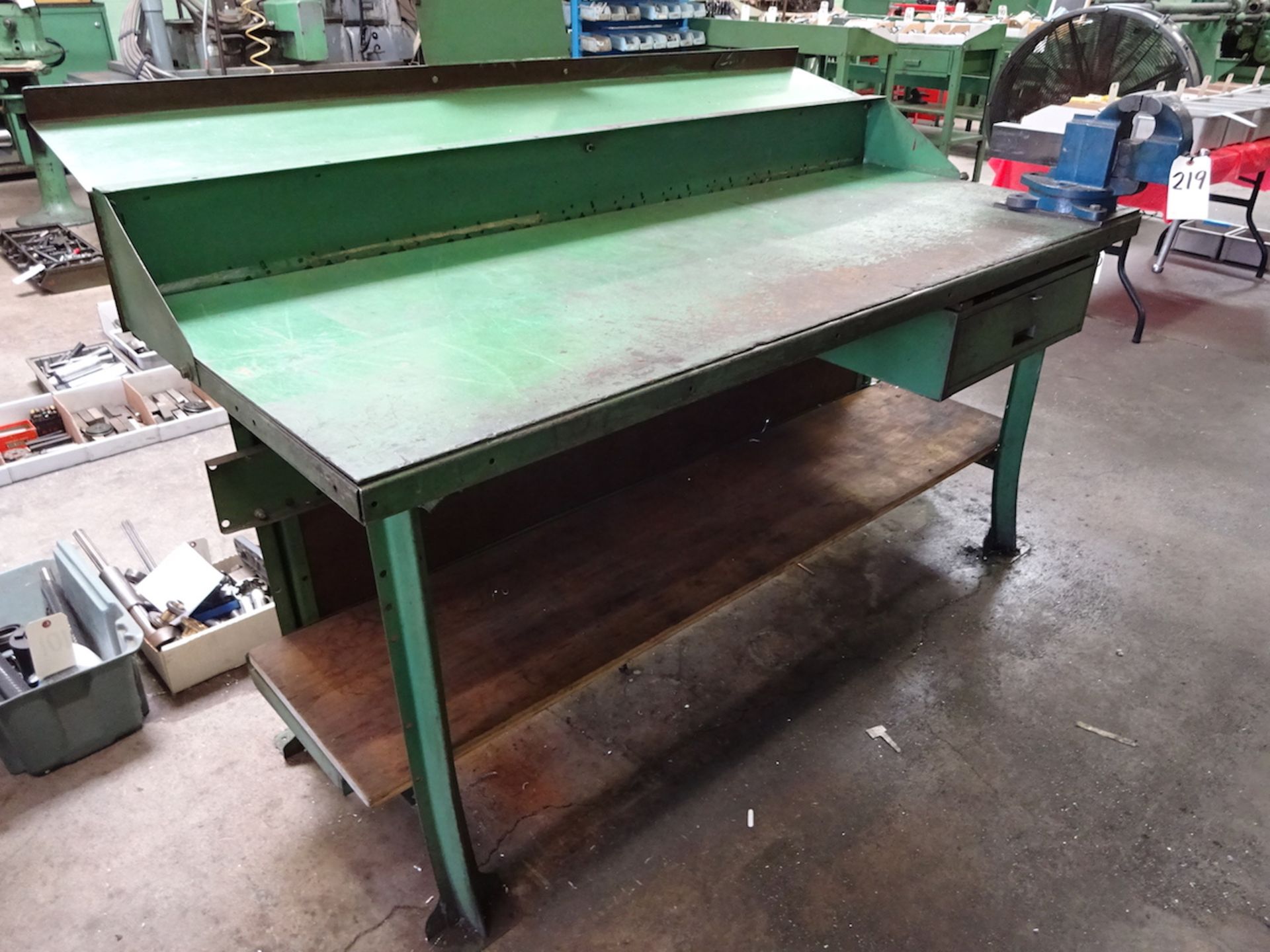 28 X 72 STEEL WORK BENCH WITH 4 IN VISE