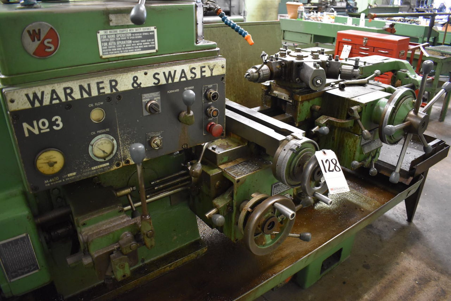 WARNER & SWASEY NO. 3 M-4630 UNIVERSAL RAM TYPE TURRET LATHE: S/N 2561722, - Image 4 of 11