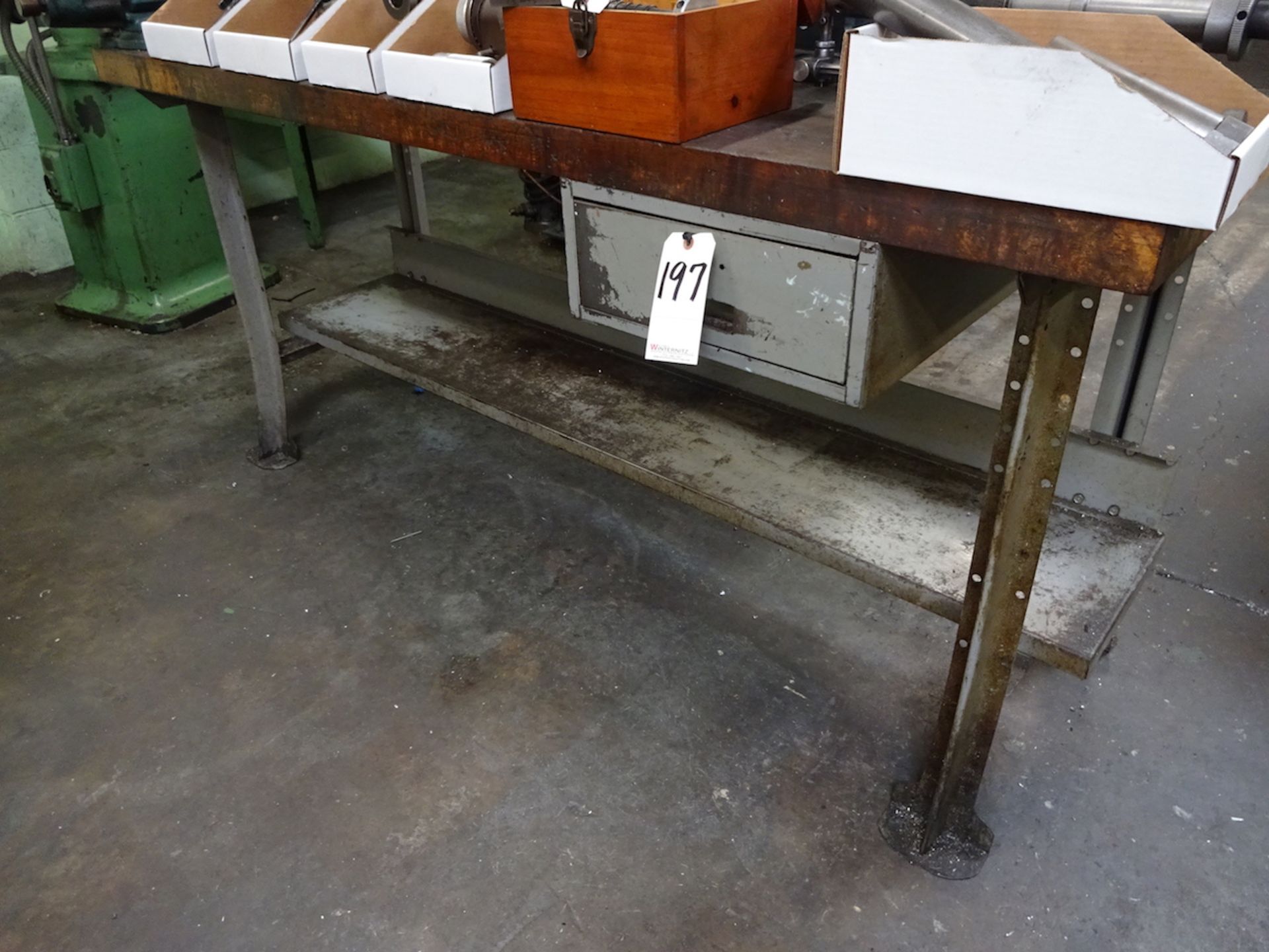 28 X 72 WOOD TOP WORK BENCH WITH 5 IN VISE