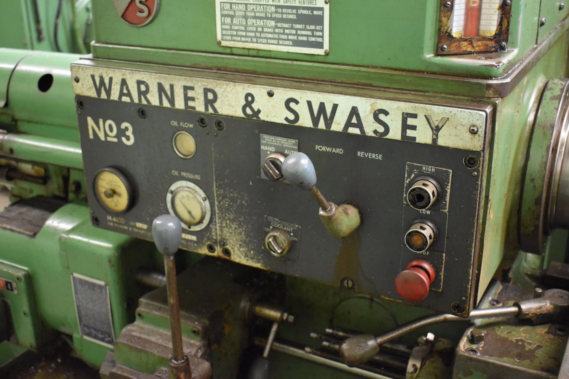 WARNER & SWASEY NO. 3 M-4630 UNIVERSAL RAM TYPE TURRET LATHE: S/N 2561722, - Image 3 of 11