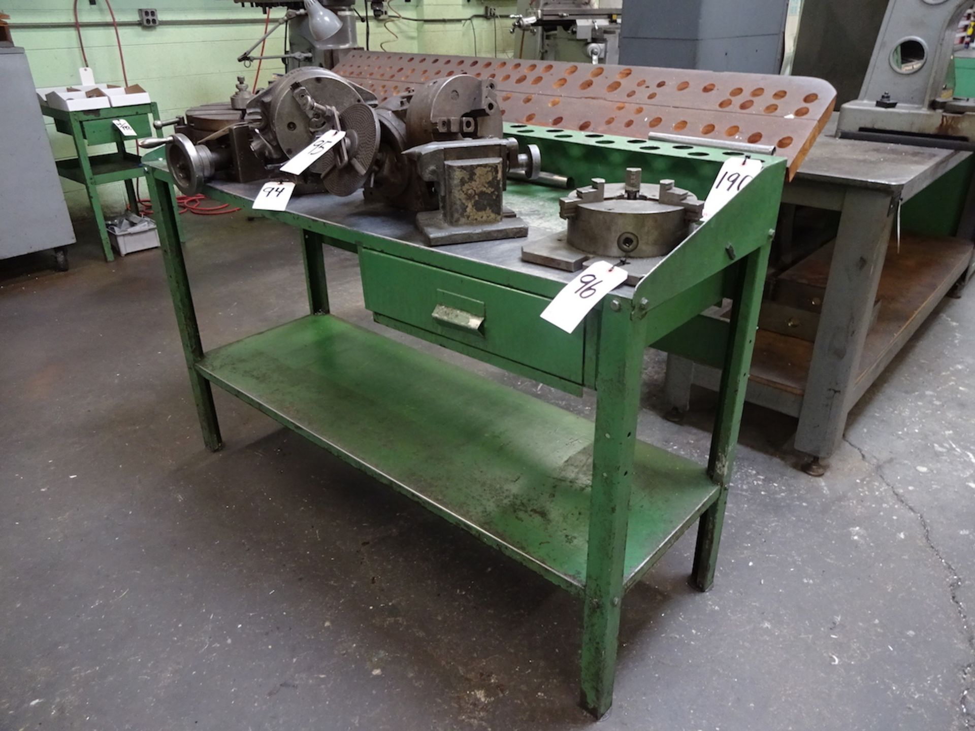 STEEL WORK BENCH WITH TOOL RACK