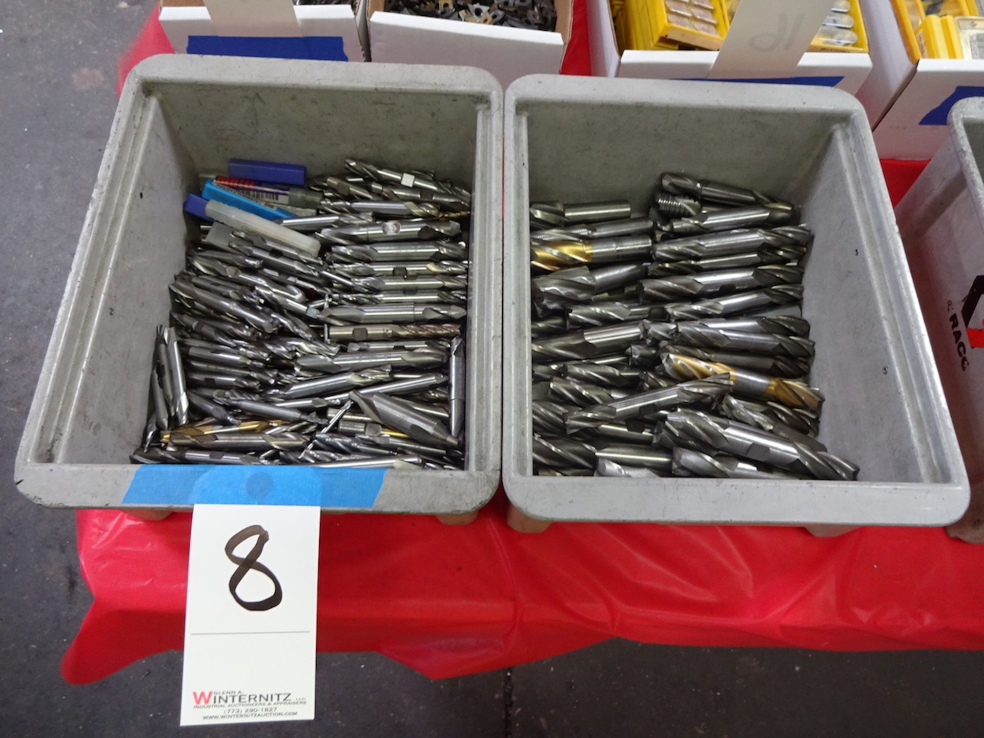 LOT: ASSORTED DOUBLE END MILLS & END MILLS IN (2) BINS