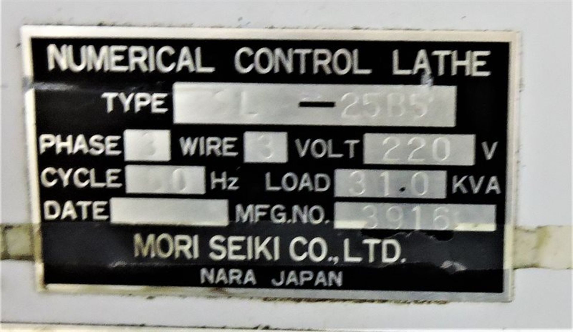 Mori Seiki Model SL25B/500 2 Axis Slant Bed CNC Lathe S/n 3916, - Image 10 of 10