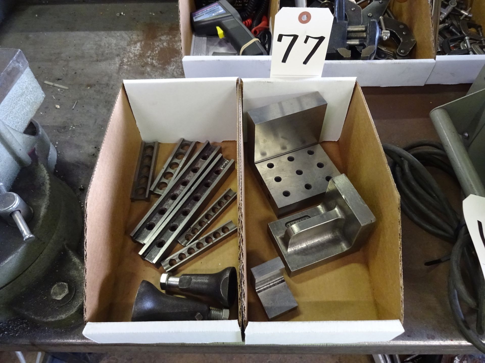 LOT: ASSORTED PRECISION ANGLE PLATES, PARALLELS, ETC. (IN 2 BOXES)