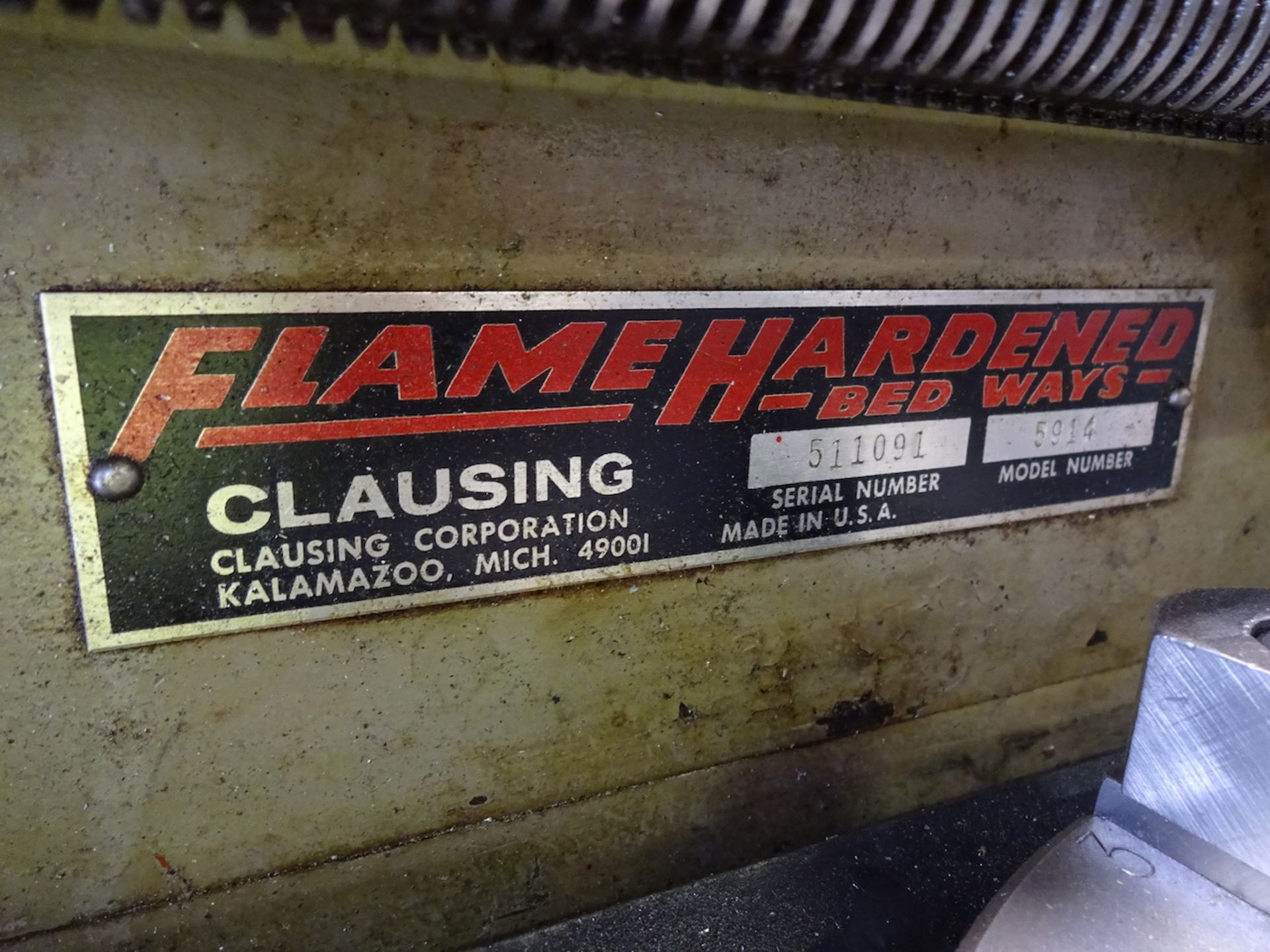 CLAUSING 12 IN X 36 IN MODEL 5914 LATHE: S/N 511091, - Image 11 of 14