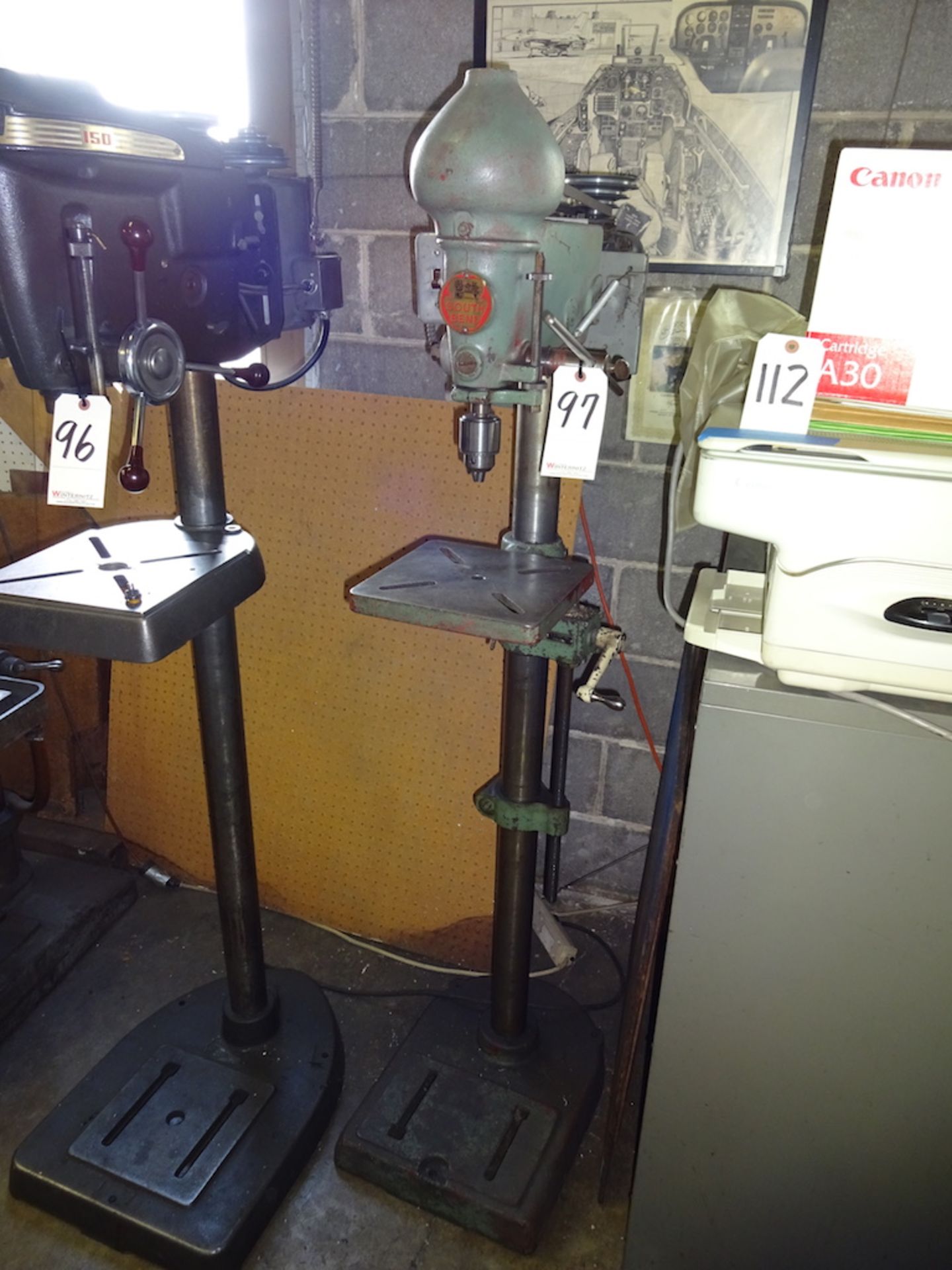 SOUTH BEND DRILL PRESS: 1/2HP, 10 X 10 TABLE