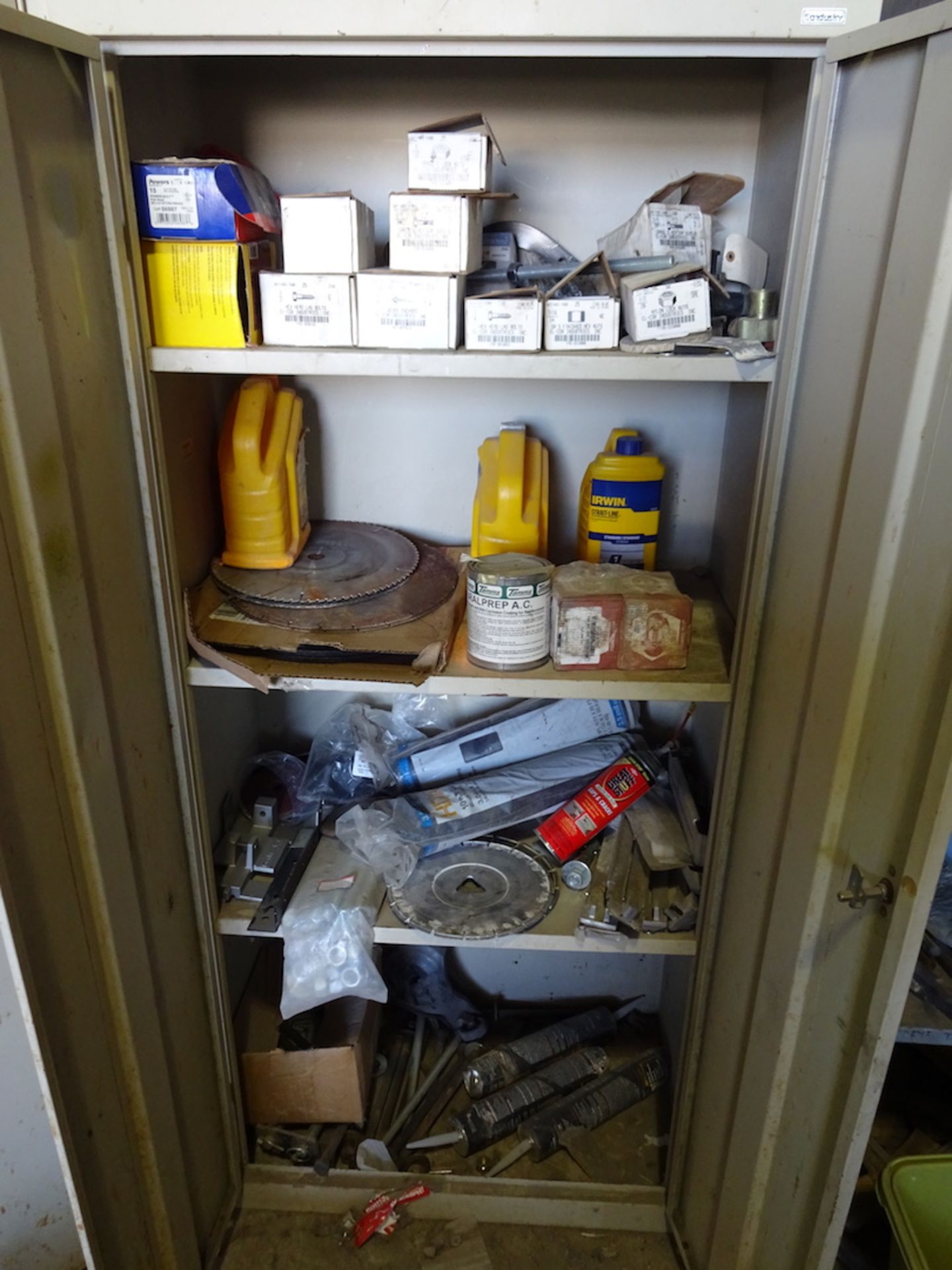 (2) TAN METAL TWO DOOR CABINETS WITH CONTENTS - Image 2 of 3