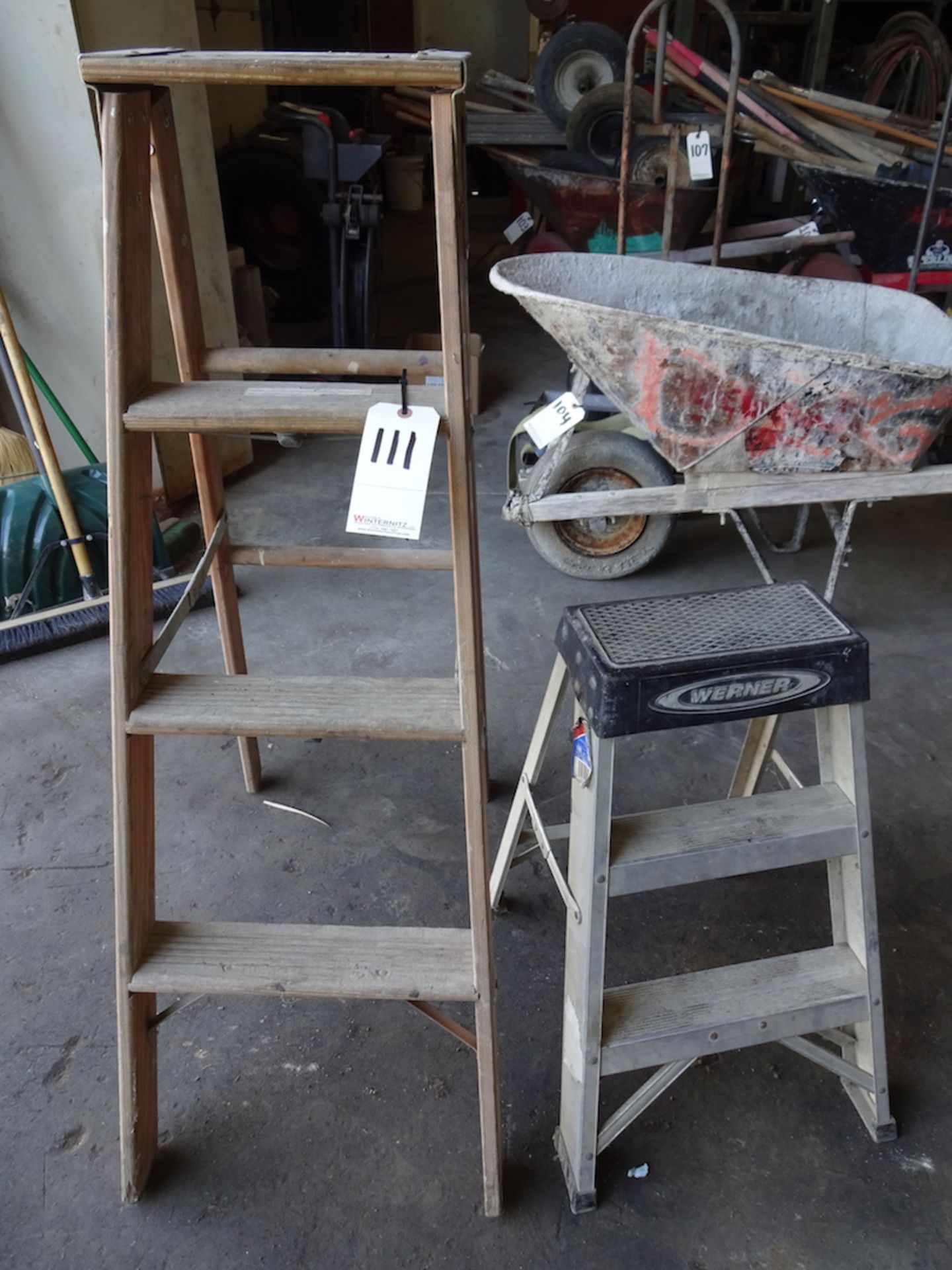 WERNER 2' ALUMINUM LADDER AND 4' WOODEN STEP LADDER