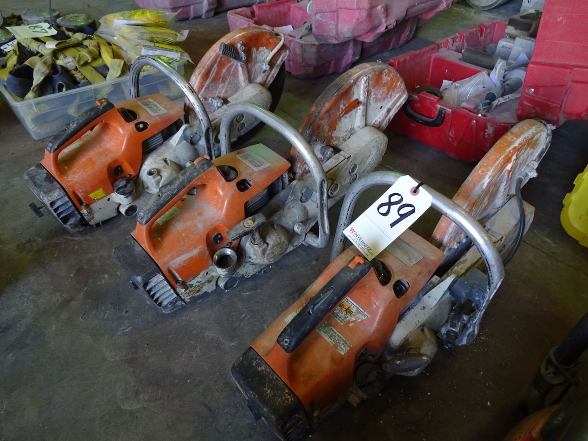 (3) ASSORTED STIHL GAS POWERED CONCRETE SAWS, CONDITION UNKNOWN, PLEASE PLAN ON ATTENDING INSPECTION