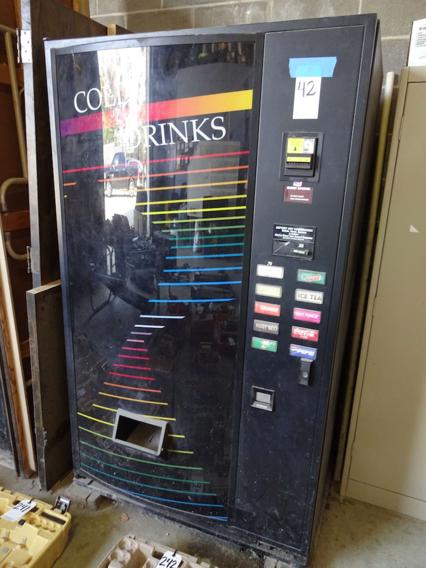 COLD DRINK VENDING MACHINE, ACCEPTS DOLLAR BILLS