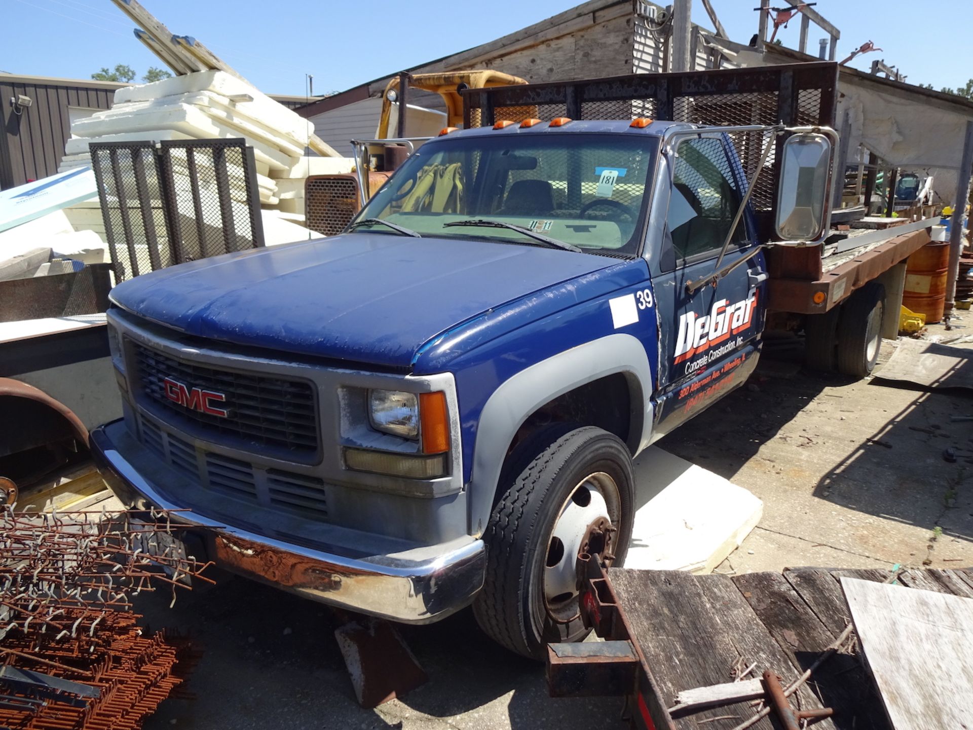 2000 GMC 3500 HD 14' FLAT BED, DUALLY, AUTOMATIC, AIR, BLUE, VIN: GDKC34FOYF468184, AS IS, CONDITION - Image 3 of 5