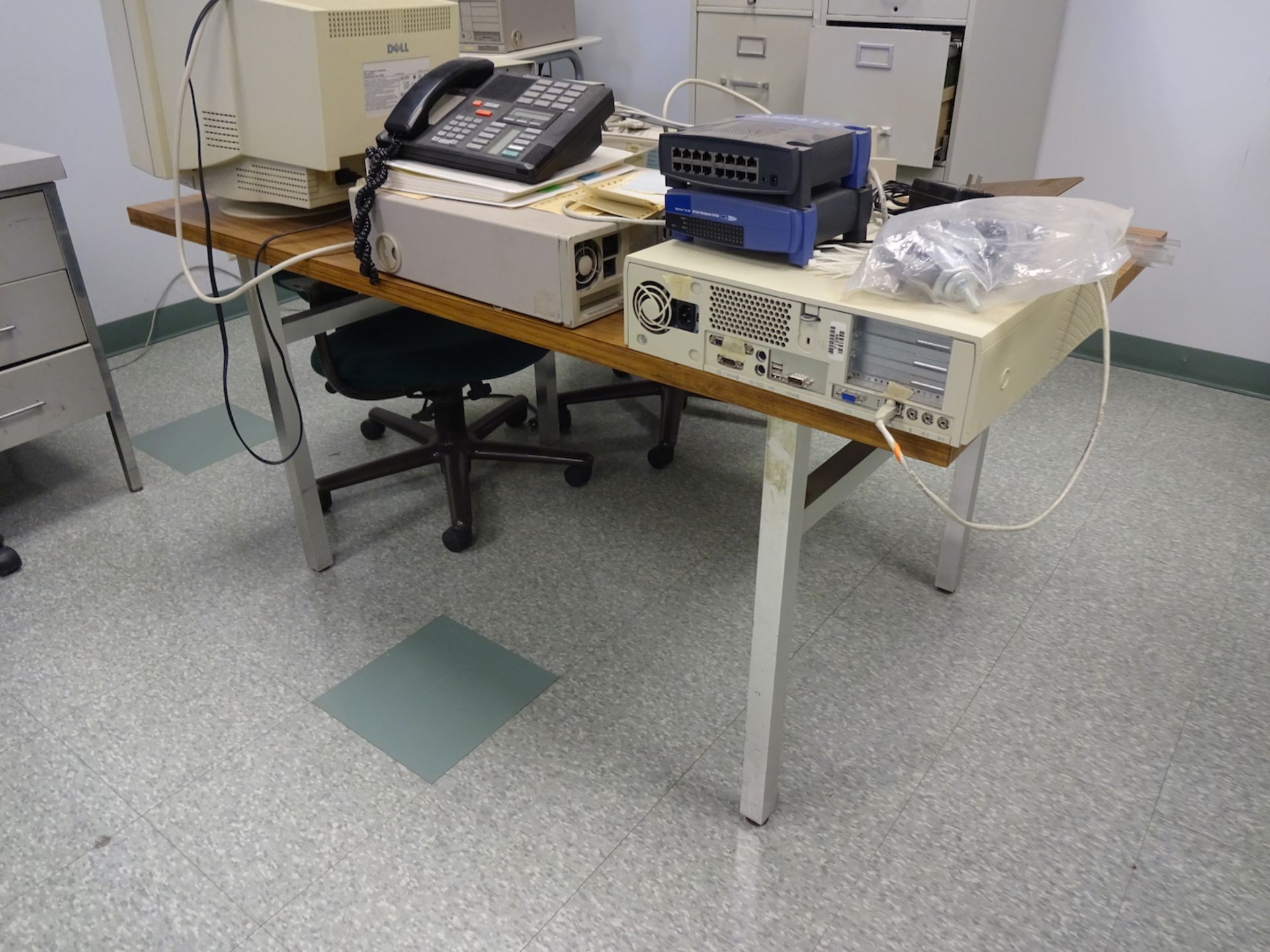 LOT: Desk, Table, (2) File Cabinets, (3) Chairs (no computer equipment) - Image 2 of 3