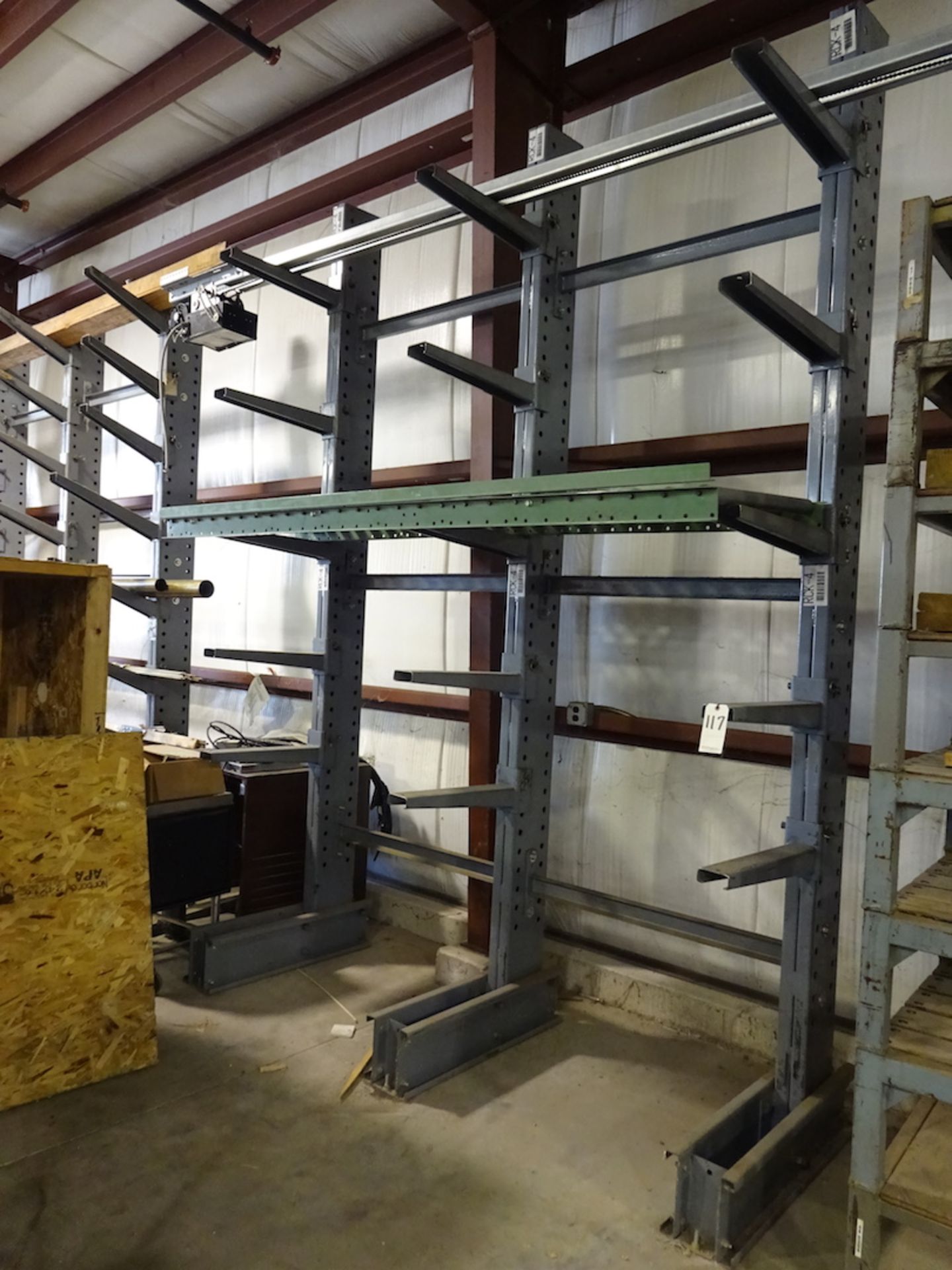 LOT: (4) Sections Single-Side Cantilever Rack, 104.5 in. Wide x 23 in. Arms x 12 ft. High