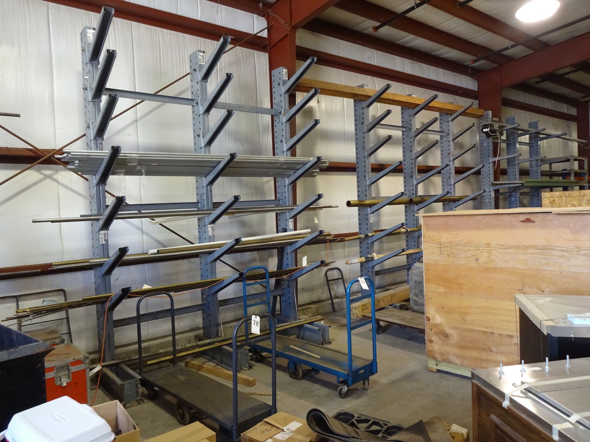 LOT: (4) Sections Single-Side Cantilever Rack, 104.5 in. Wide x 23 in. Arms x 12 ft. High - Image 3 of 3